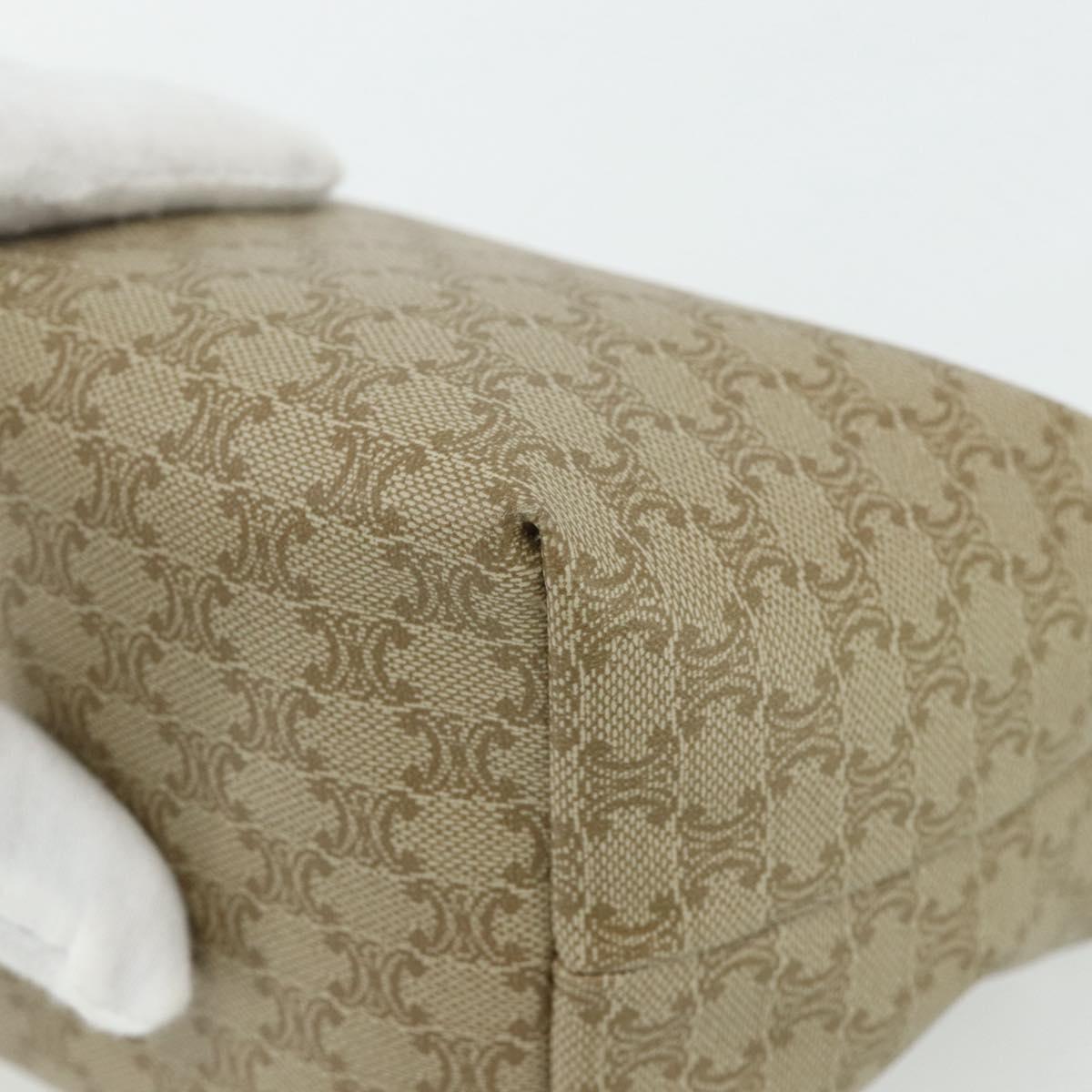 CELINE Macadam Canvas Hand Pouch PVC Beige Gold Auth 176668A