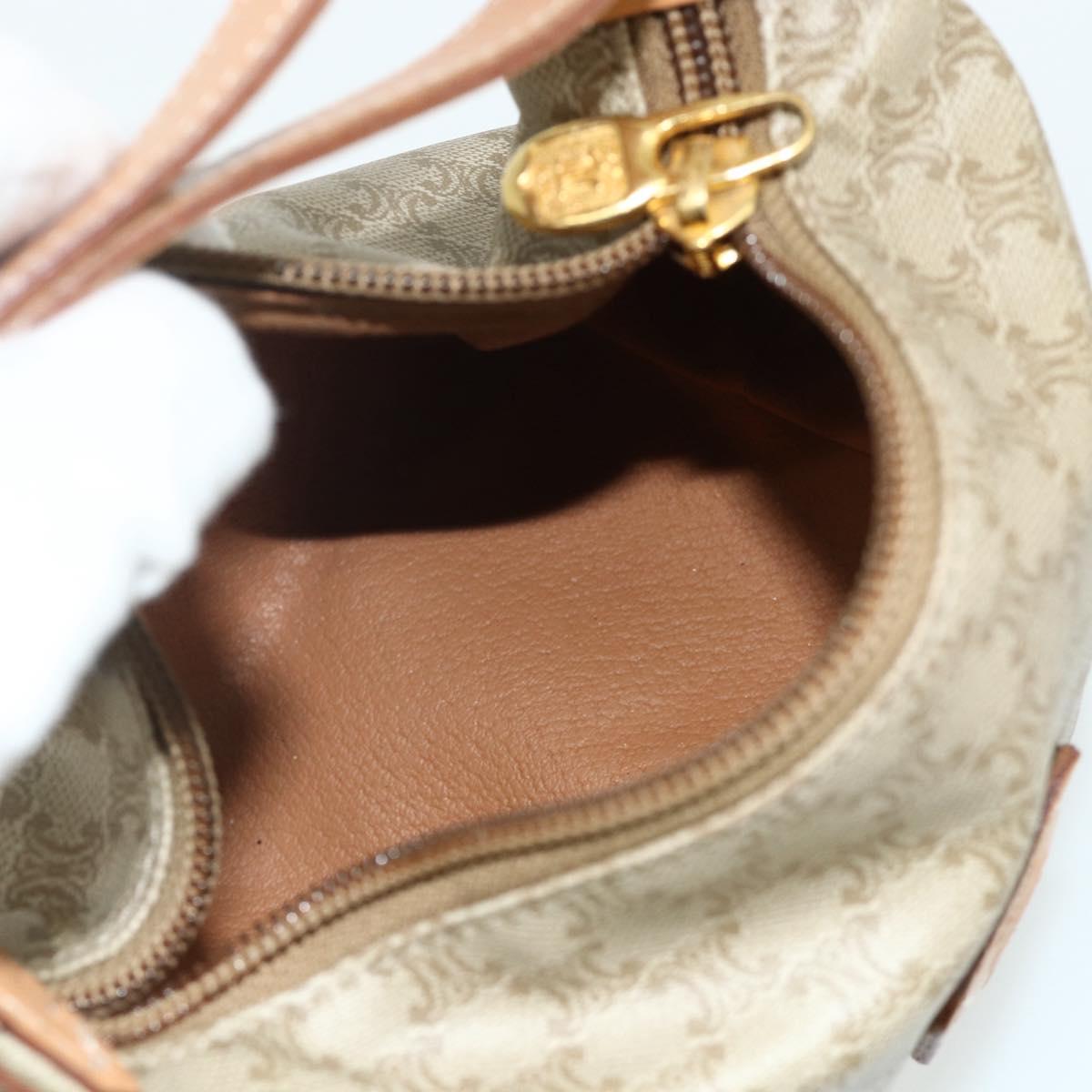 CELINE Macadam Canvas Hand Pouch PVC Beige Gold Auth 176668A