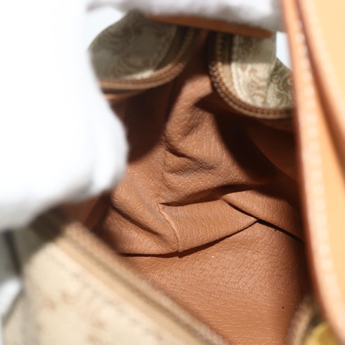 CELINE Macadam Canvas Hand Pouch PVC Beige Gold Auth 176668A