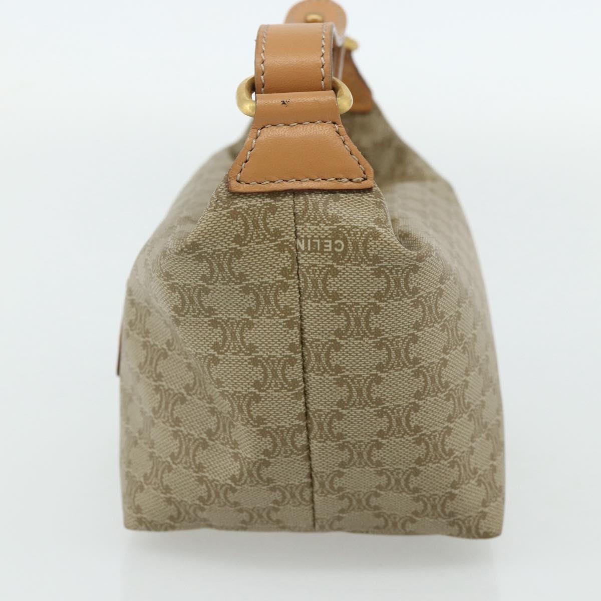 CELINE Macadam Canvas Hand Pouch PVC Beige Gold Auth 176668A