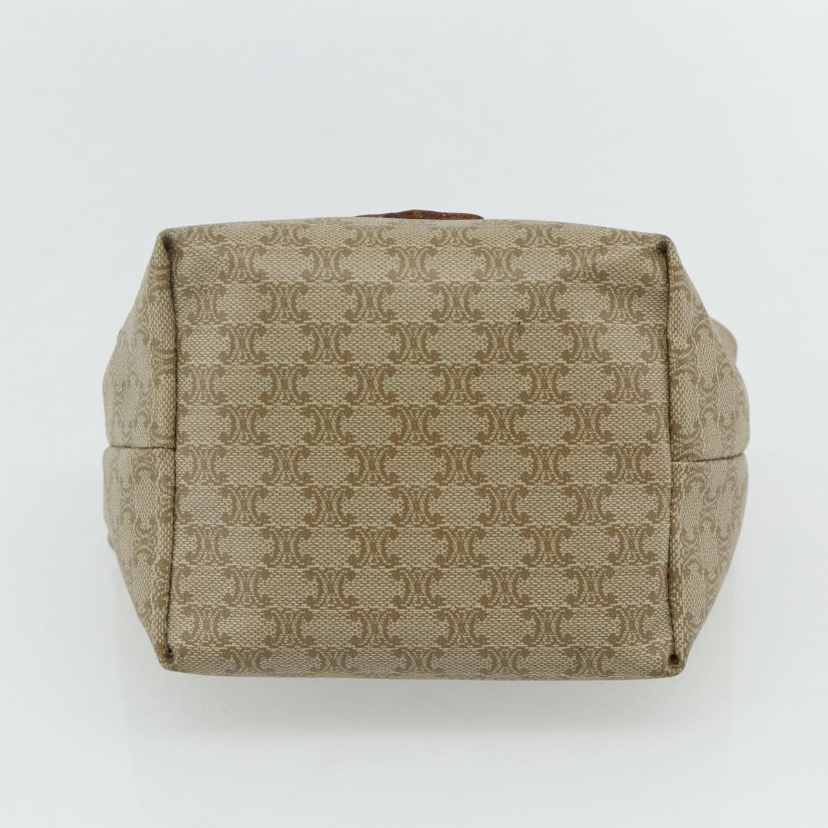 CELINE Macadam Canvas Hand Pouch PVC Beige Gold Auth 176668A