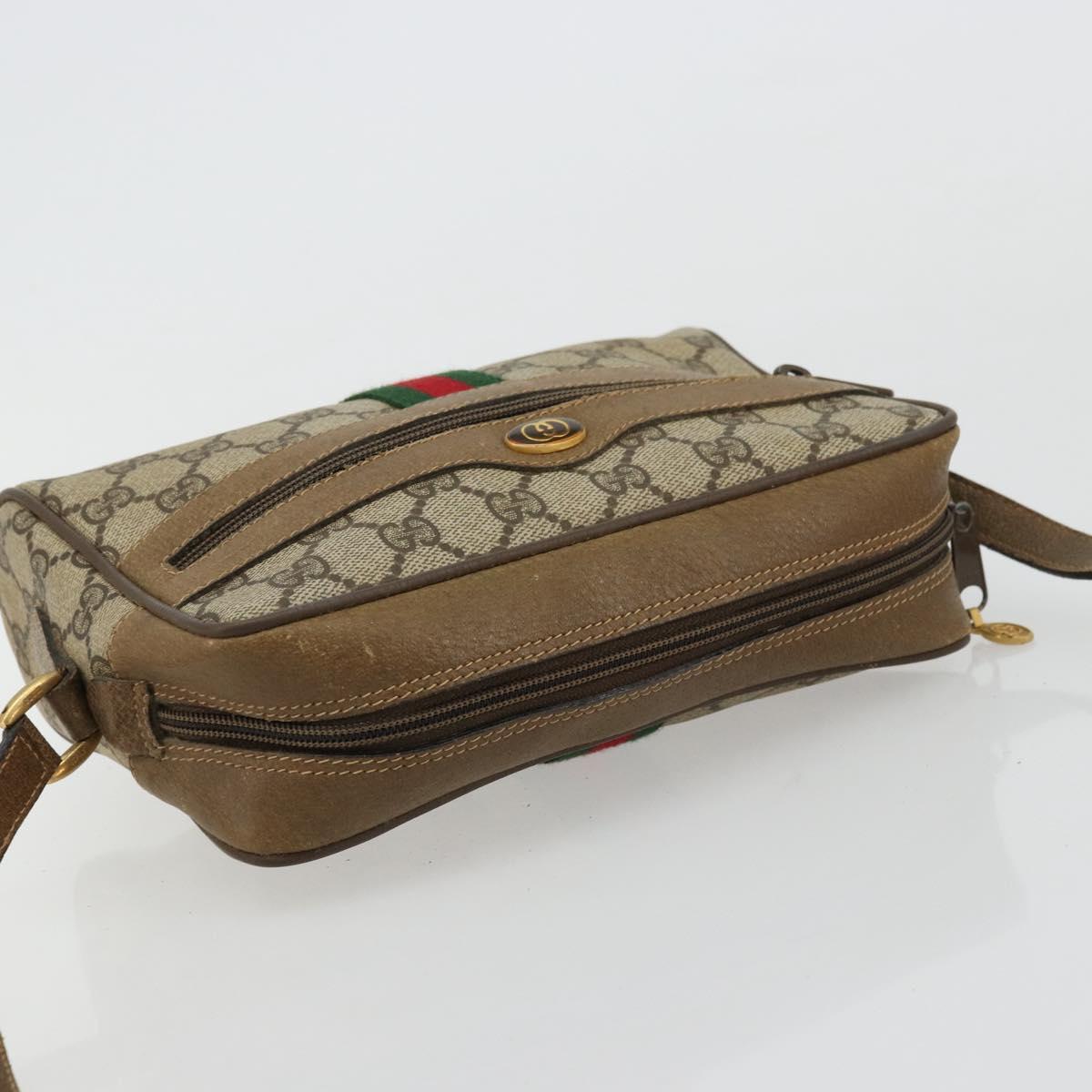 GUCCI GG Supreme Web Sherry Line Bag PVC Beige Red 56 02 004 Auth 176671
