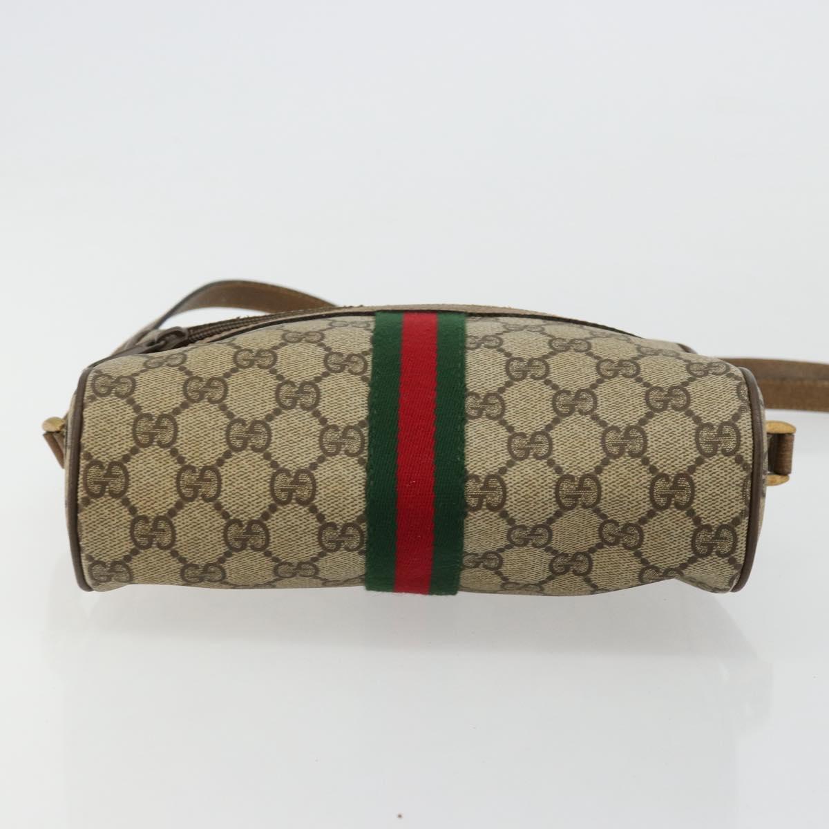 GUCCI GG Supreme Web Sherry Line Bag PVC Beige Red 56 02 004 Auth 176671