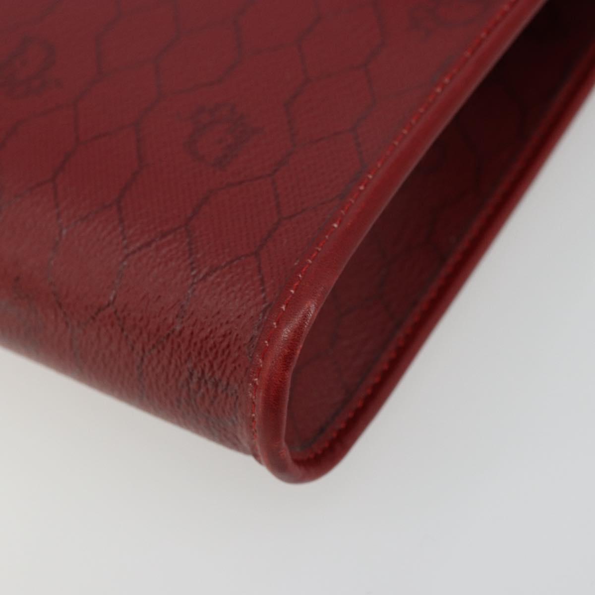 Christian Dior Honeycomb Canvas Shoulder Bag PVC Red Gold Auth 176675