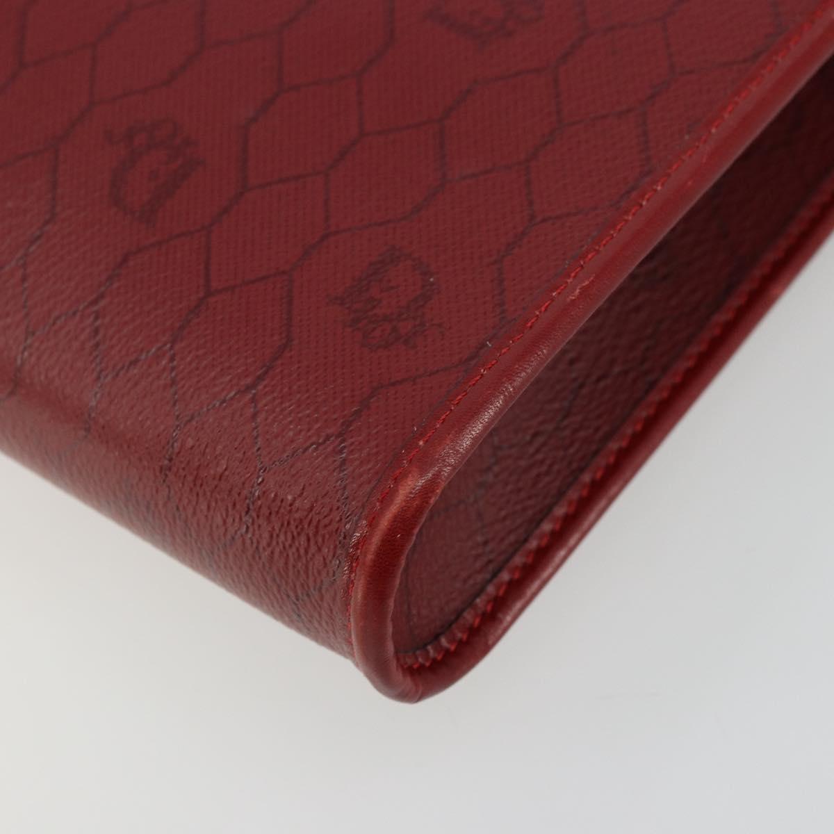 Christian Dior Honeycomb Canvas Shoulder Bag PVC Red Gold Auth 176675