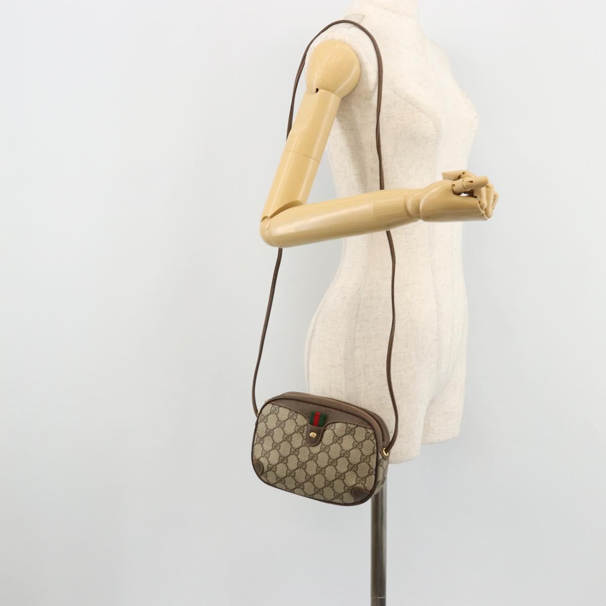 GUCCI GG Supreme Web Sherry Line Bag PVC Beige Red 89 02 055 Auth 176678