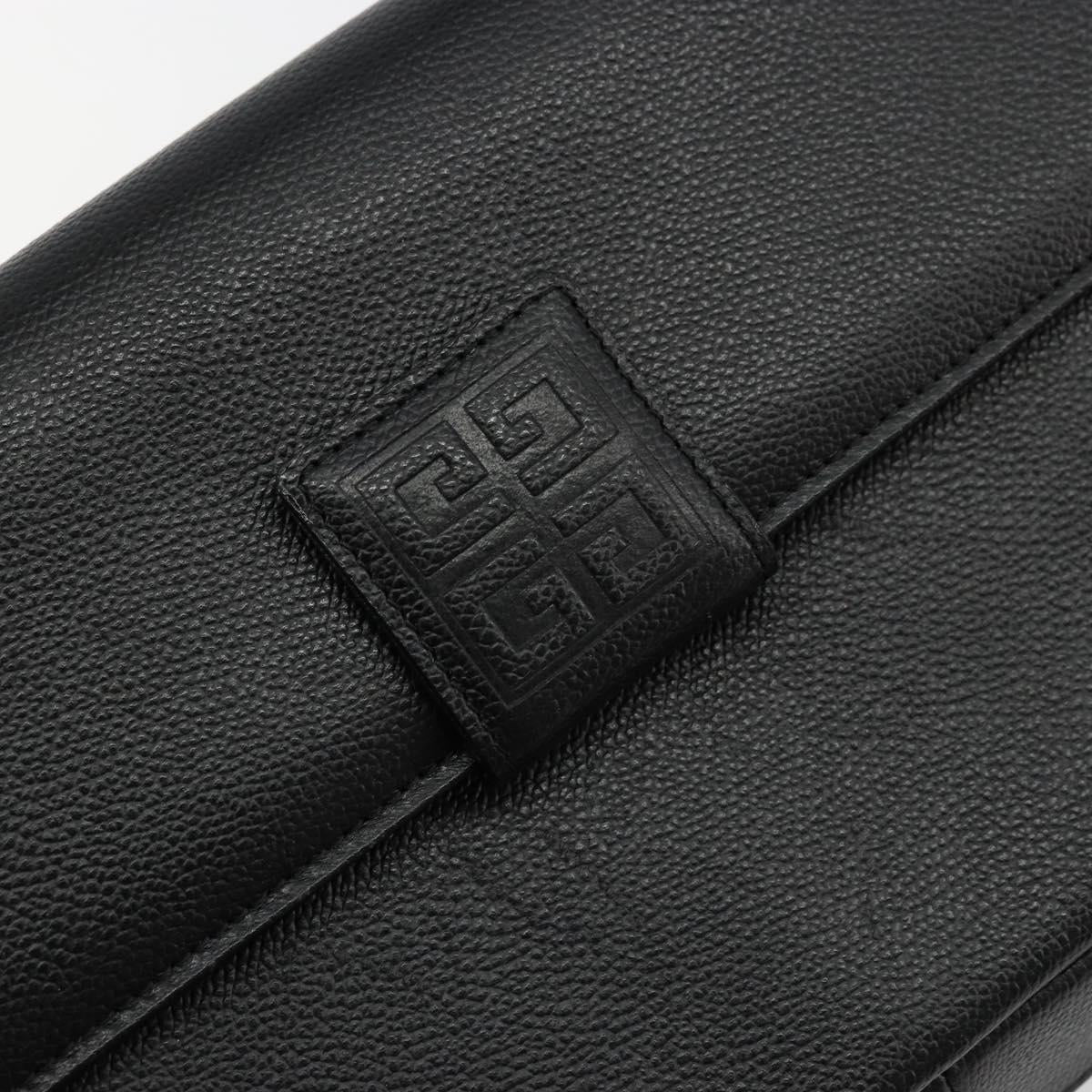 GIVENCHY Hand Bag Leather Black Gold Auth 176679A