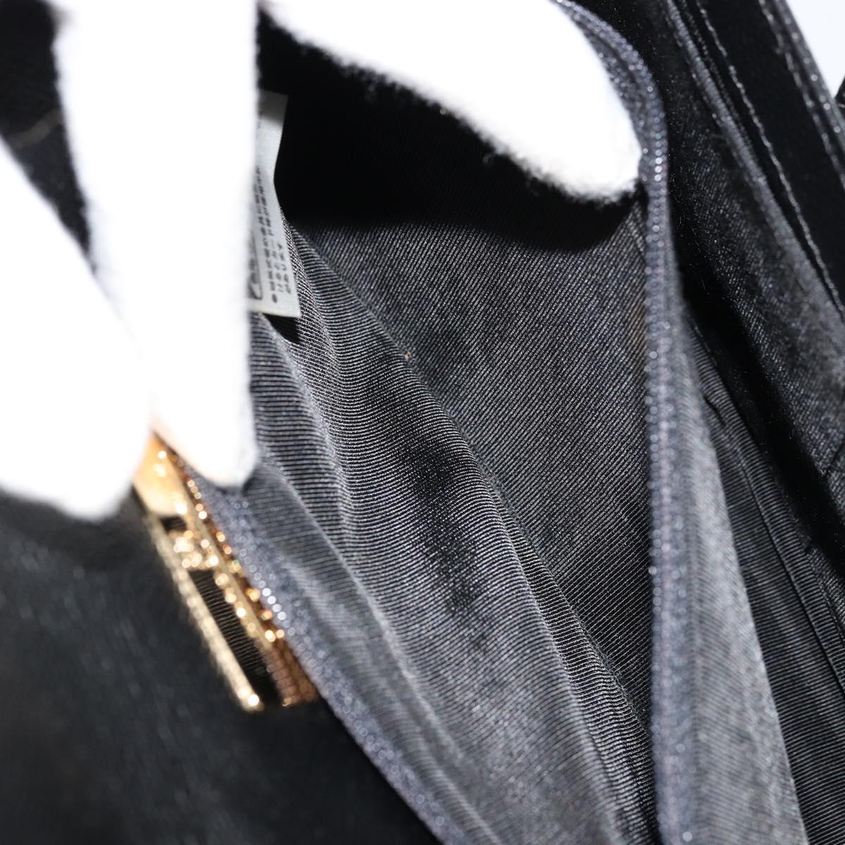 GIVENCHY Hand Bag Leather Black Gold Auth 176679A