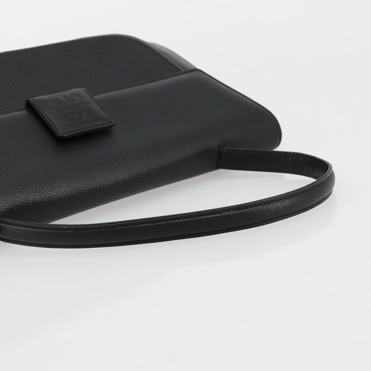 GIVENCHY Hand Bag Leather Black Gold Auth 176679A