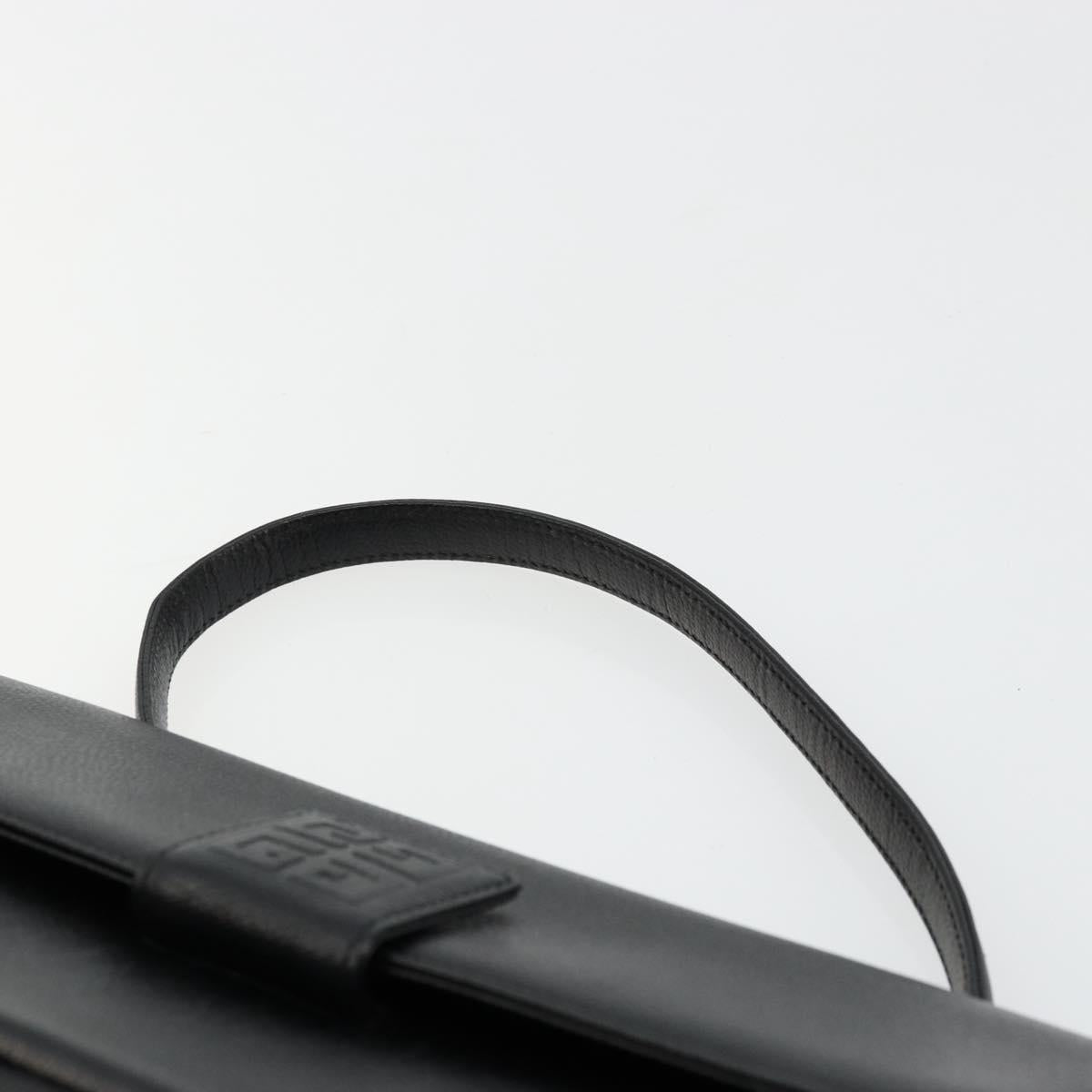GIVENCHY Hand Bag Leather Black Gold Auth 176679A