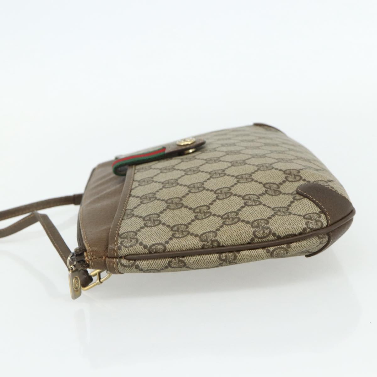 GUCCI GG Supreme Web Sherry Line Bag PVC Beige Red 904 02 026 Auth 176680