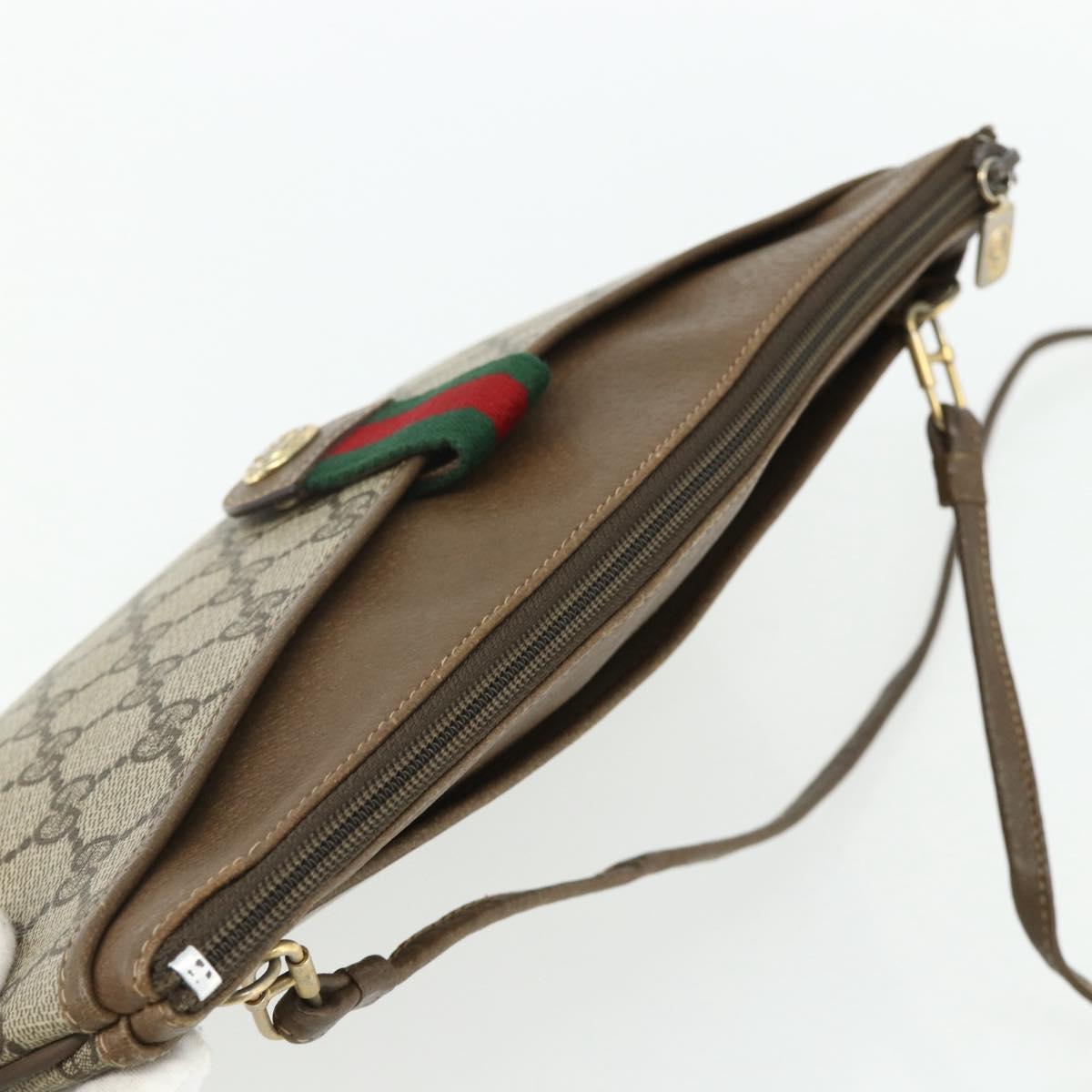 GUCCI GG Supreme Web Sherry Line Bag PVC Beige Red 904 02 026 Auth 176680