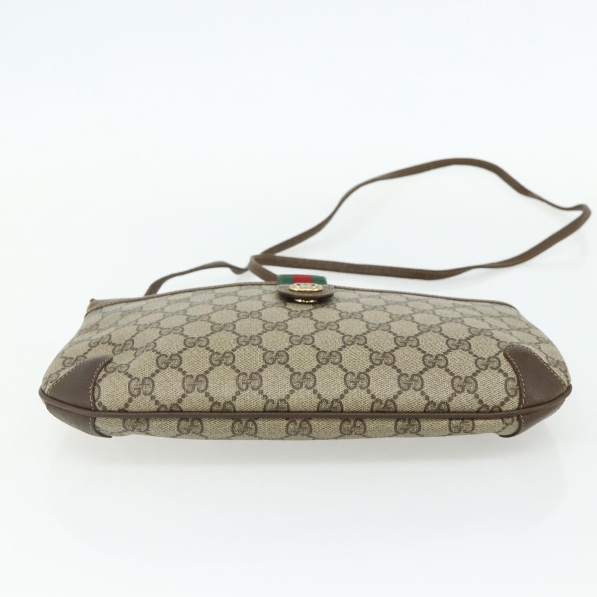 GUCCI GG Supreme Web Sherry Line Bag PVC Beige Red 904 02 026 Auth 176680