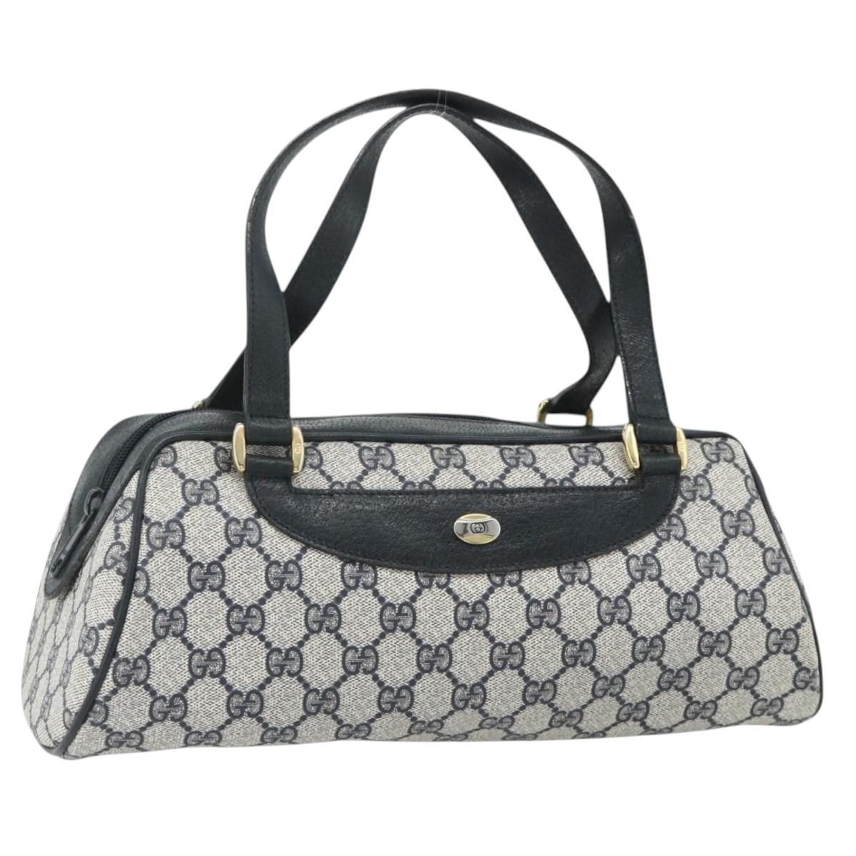 GUCCI GG Supreme Hand Bag PVC Navy Gold 89 02 062 Auth 176682