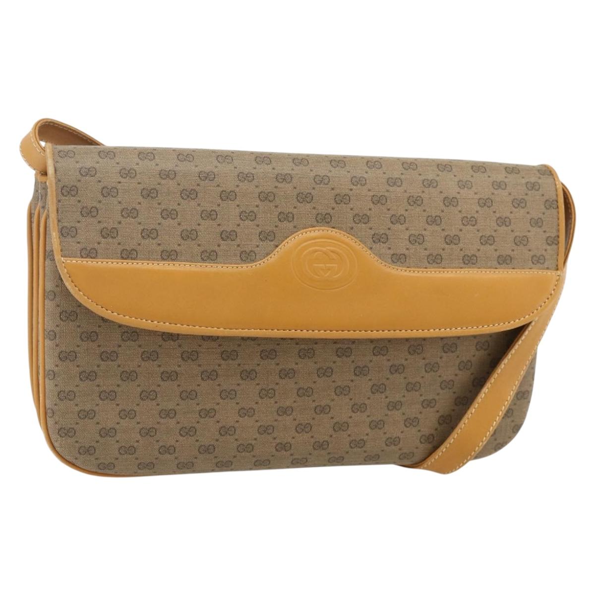 GUCCI Micro GG Supreme Shoulder Bag PVC Beige Gold 004 104 0024 Auth 176684