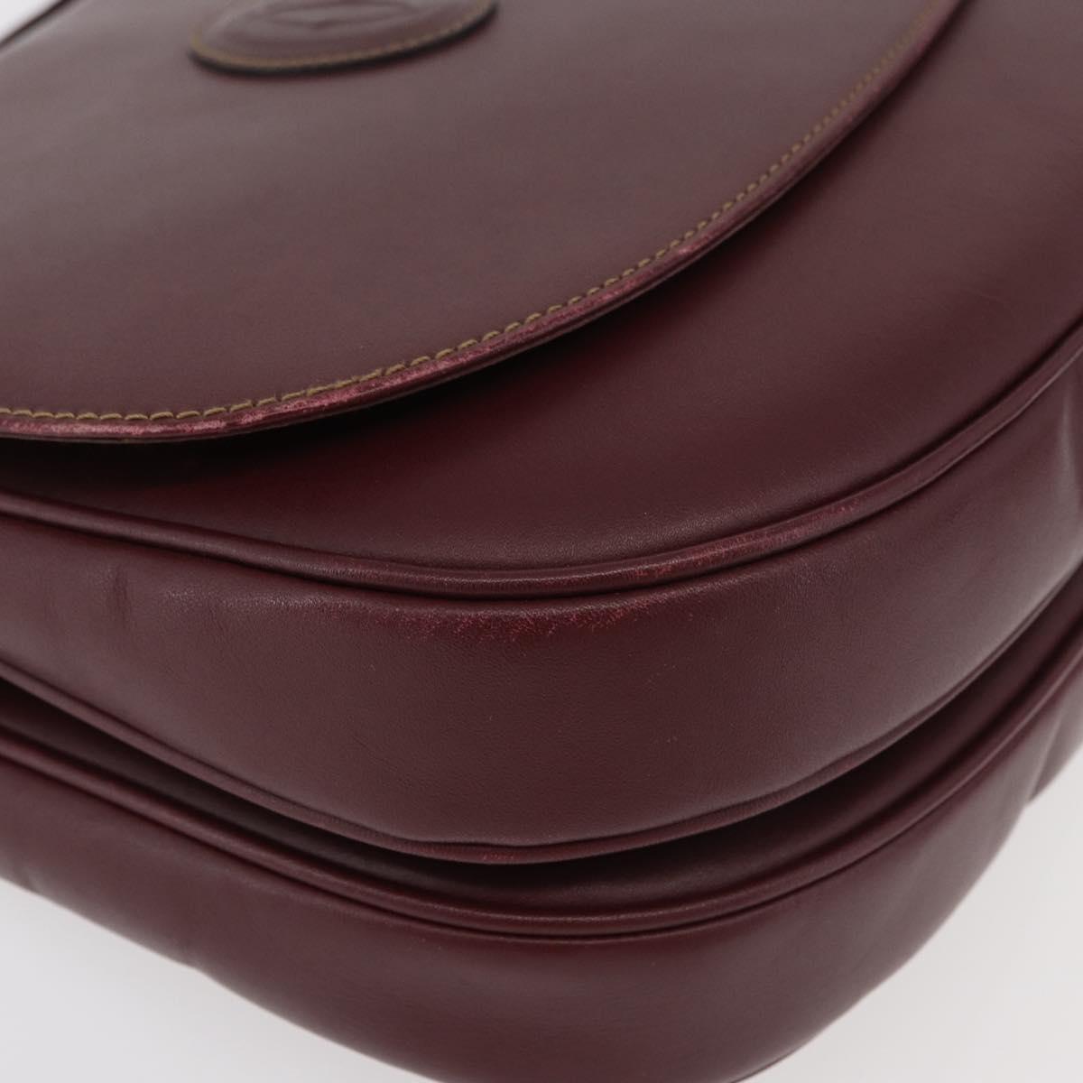 CARTIER Must Line Shoulder Bag Leather Bordeaux Gold Auth 176685