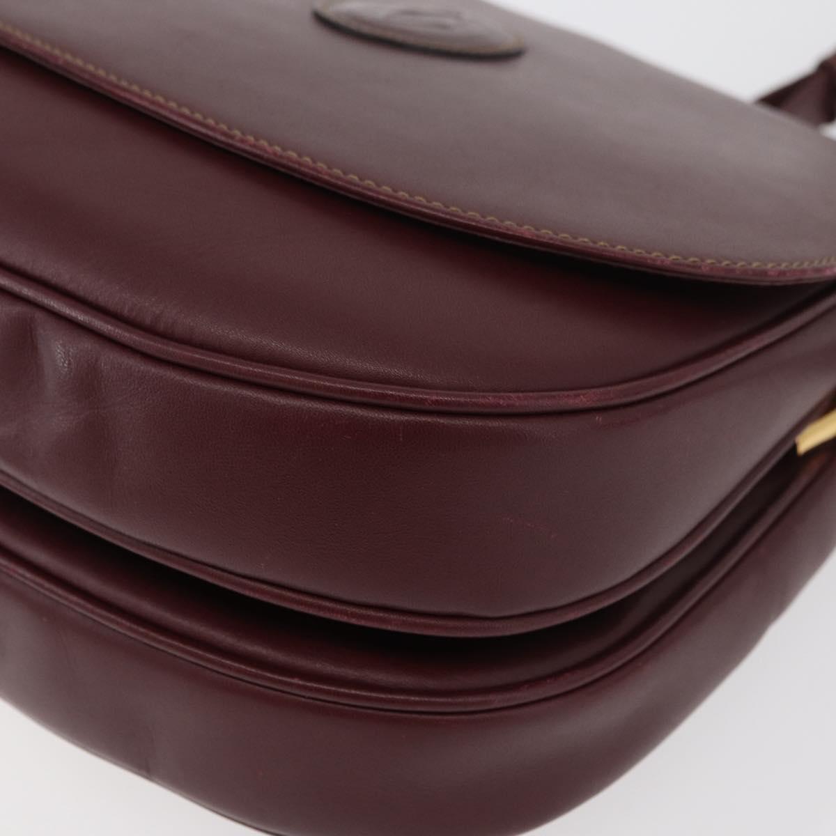 CARTIER Must Line Shoulder Bag Leather Bordeaux Gold Auth 176685