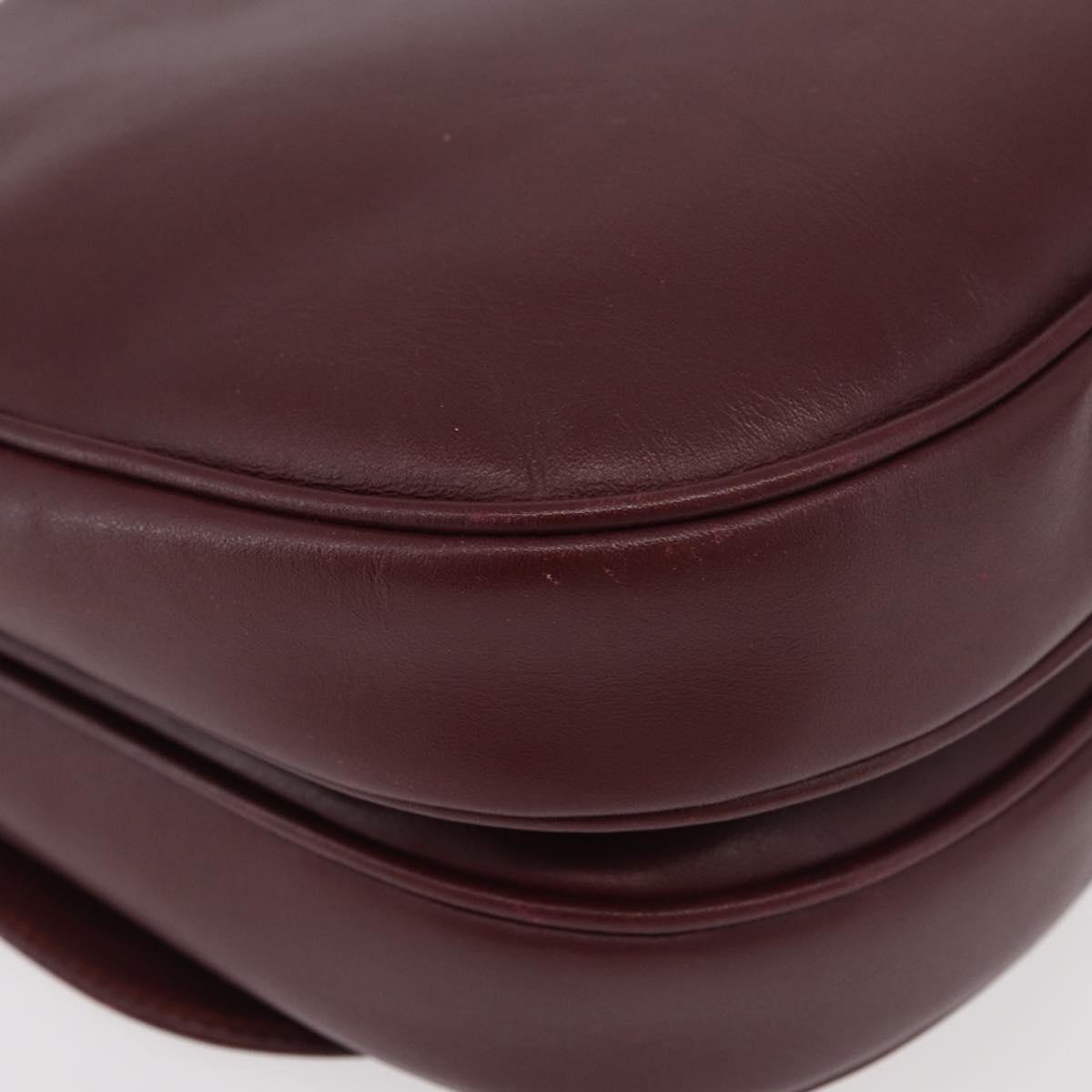 CARTIER Must Line Shoulder Bag Leather Bordeaux Gold Auth 176685