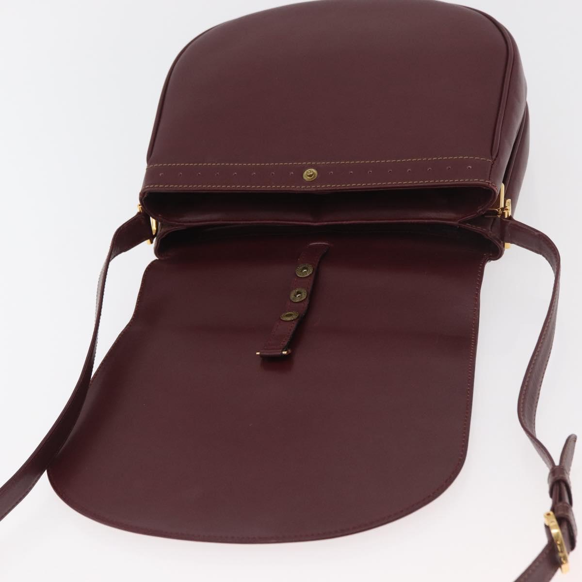 CARTIER Must Line Shoulder Bag Leather Bordeaux Gold Auth 176685