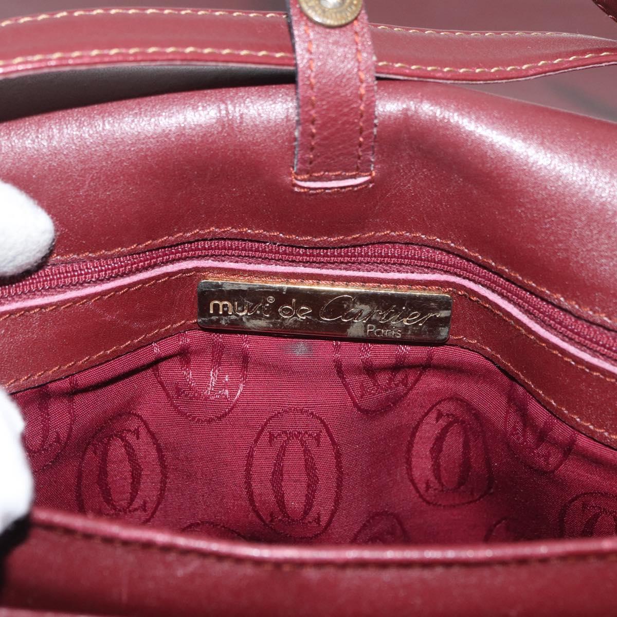 CARTIER Must Line Shoulder Bag Leather Bordeaux Gold Auth 176685