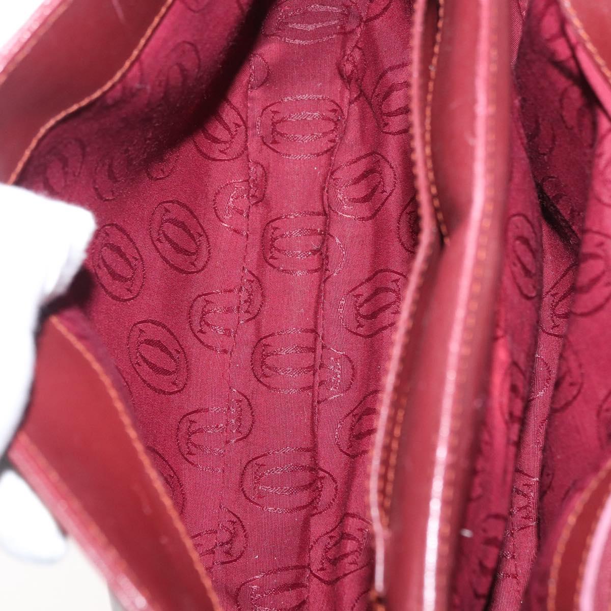 CARTIER Must Line Shoulder Bag Leather Bordeaux Gold Auth 176685