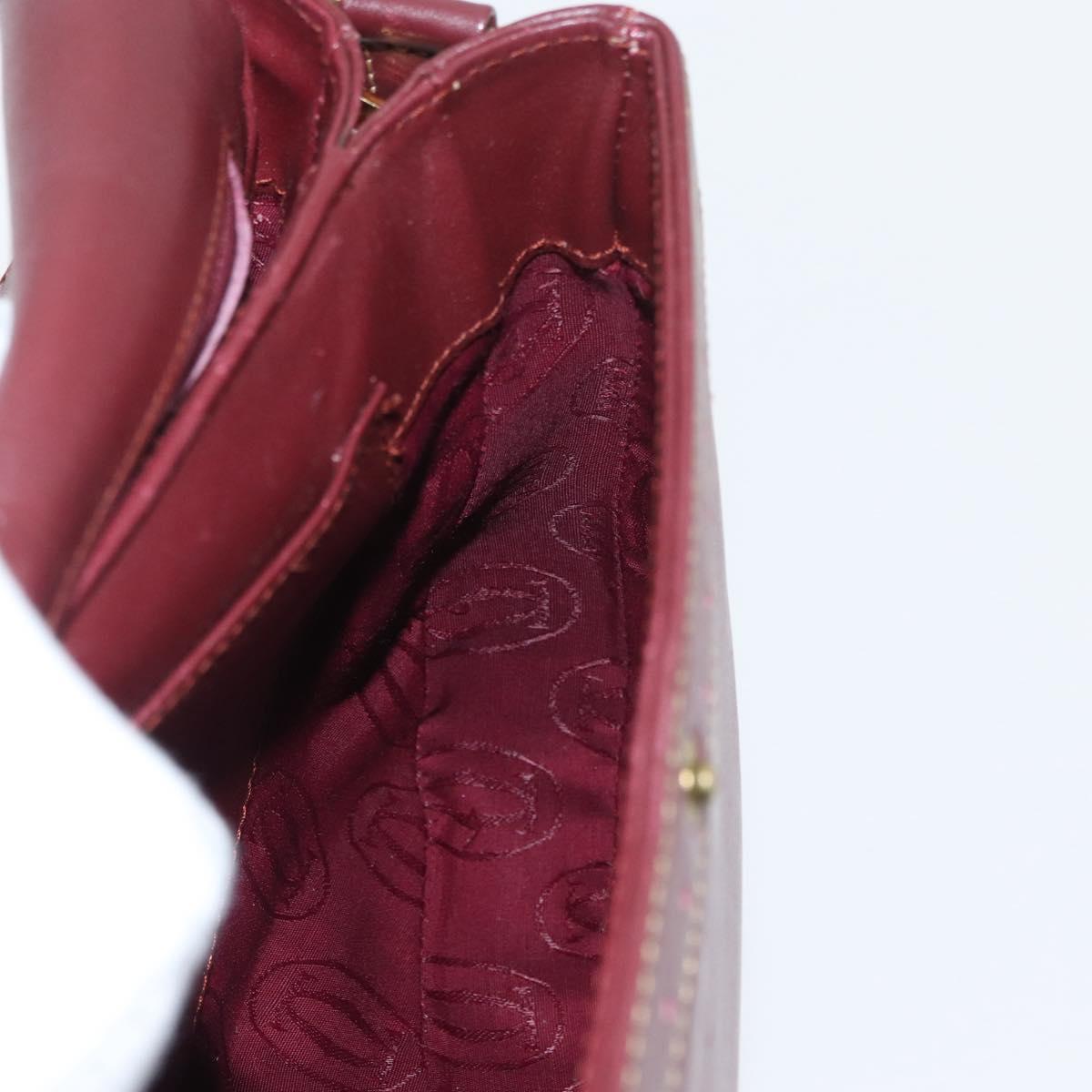 CARTIER Must Line Shoulder Bag Leather Bordeaux Gold Auth 176685