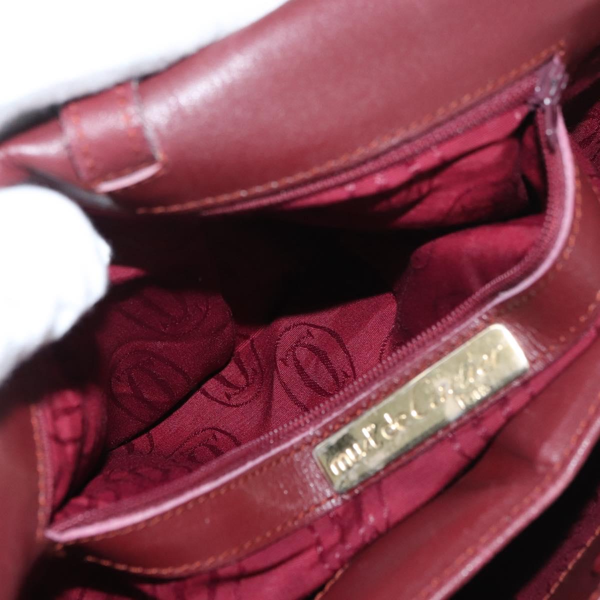 CARTIER Must Line Shoulder Bag Leather Bordeaux Gold Auth 176685