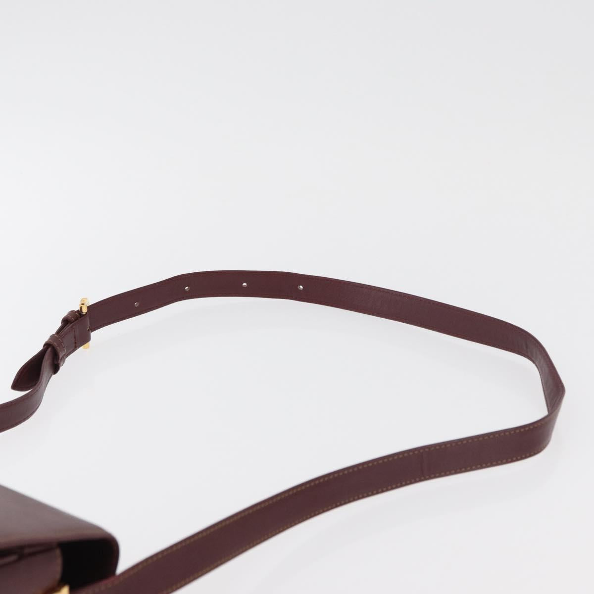 CARTIER Must Line Shoulder Bag Leather Bordeaux Gold Auth 176685
