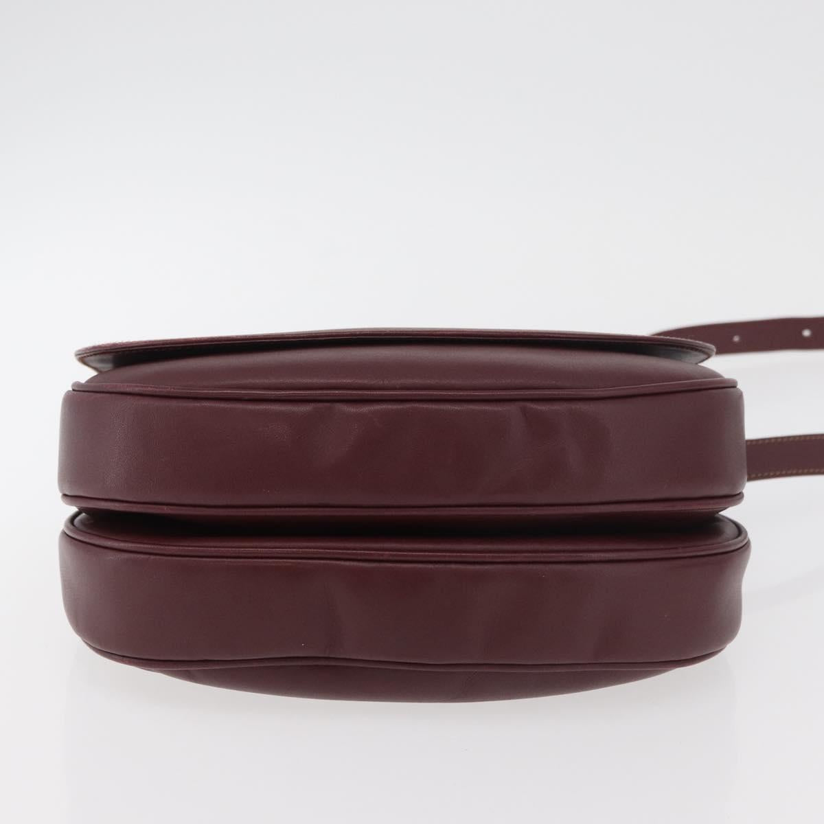 CARTIER Must Line Shoulder Bag Leather Bordeaux Gold Auth 176685