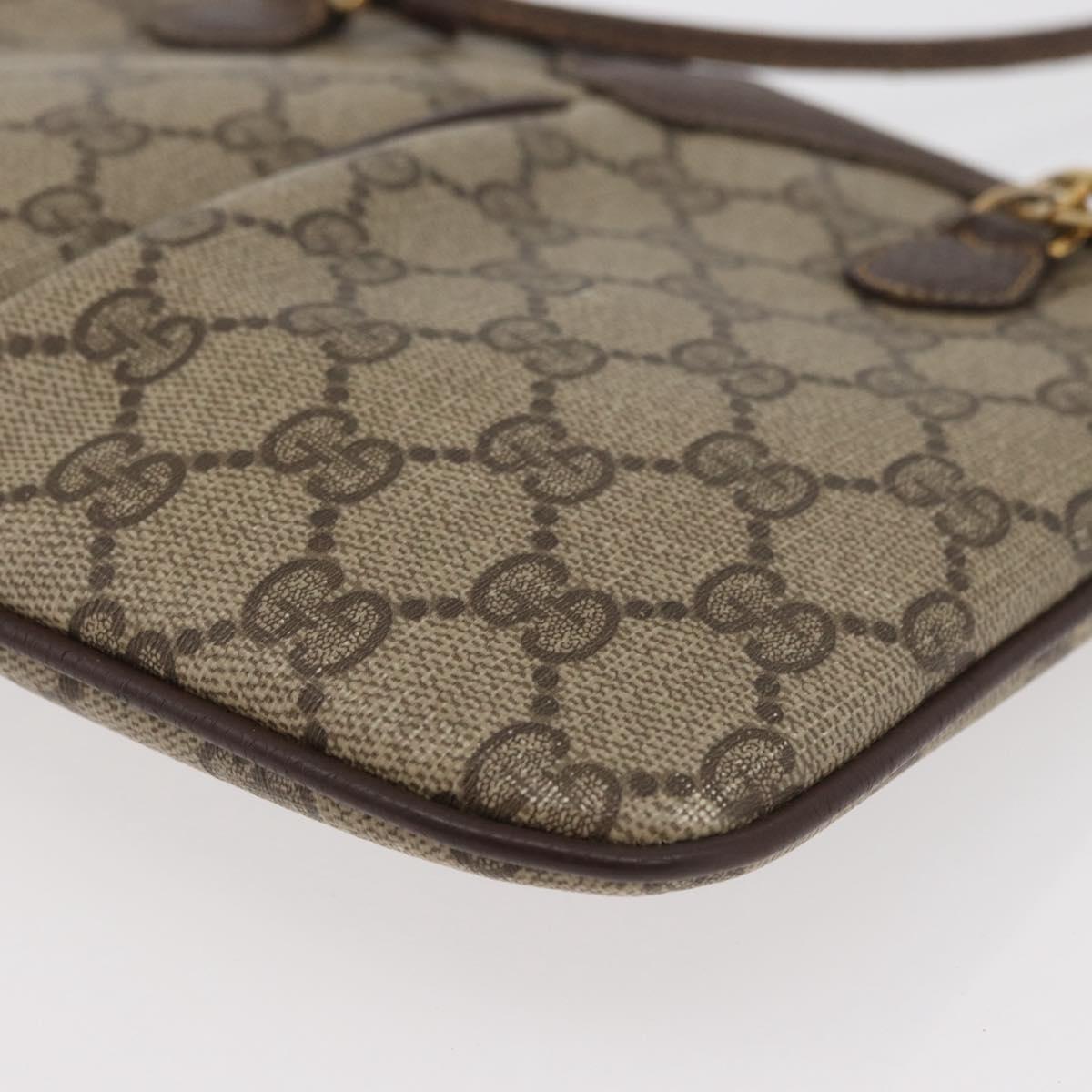 GUCCI GG Supreme Web Sherry Line Shoulder Bag PVC Beige 904 02 047 Auth 176686