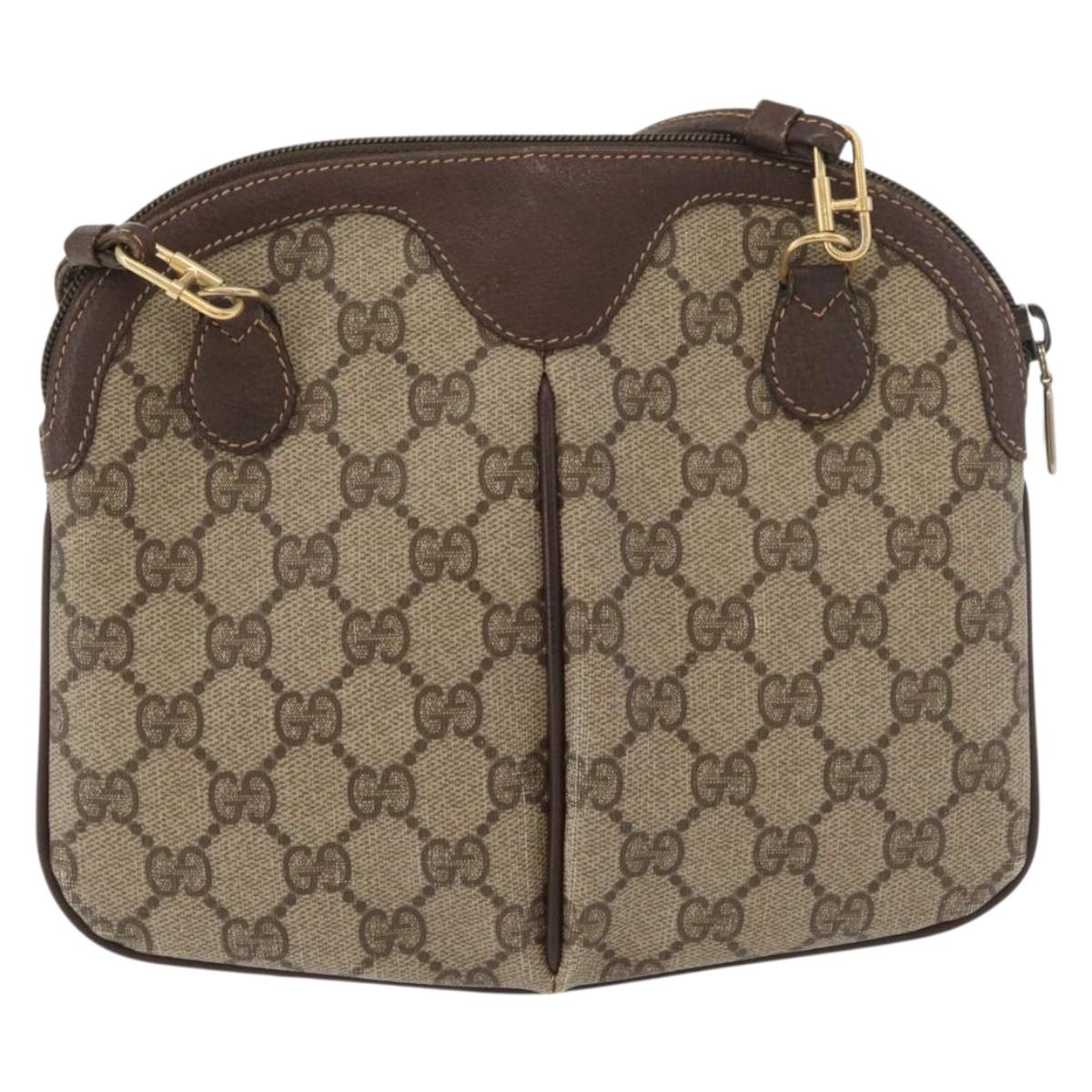 GUCCI GG Supreme Web Sherry Line Shoulder Bag PVC Beige 904 02 047 Auth 176686