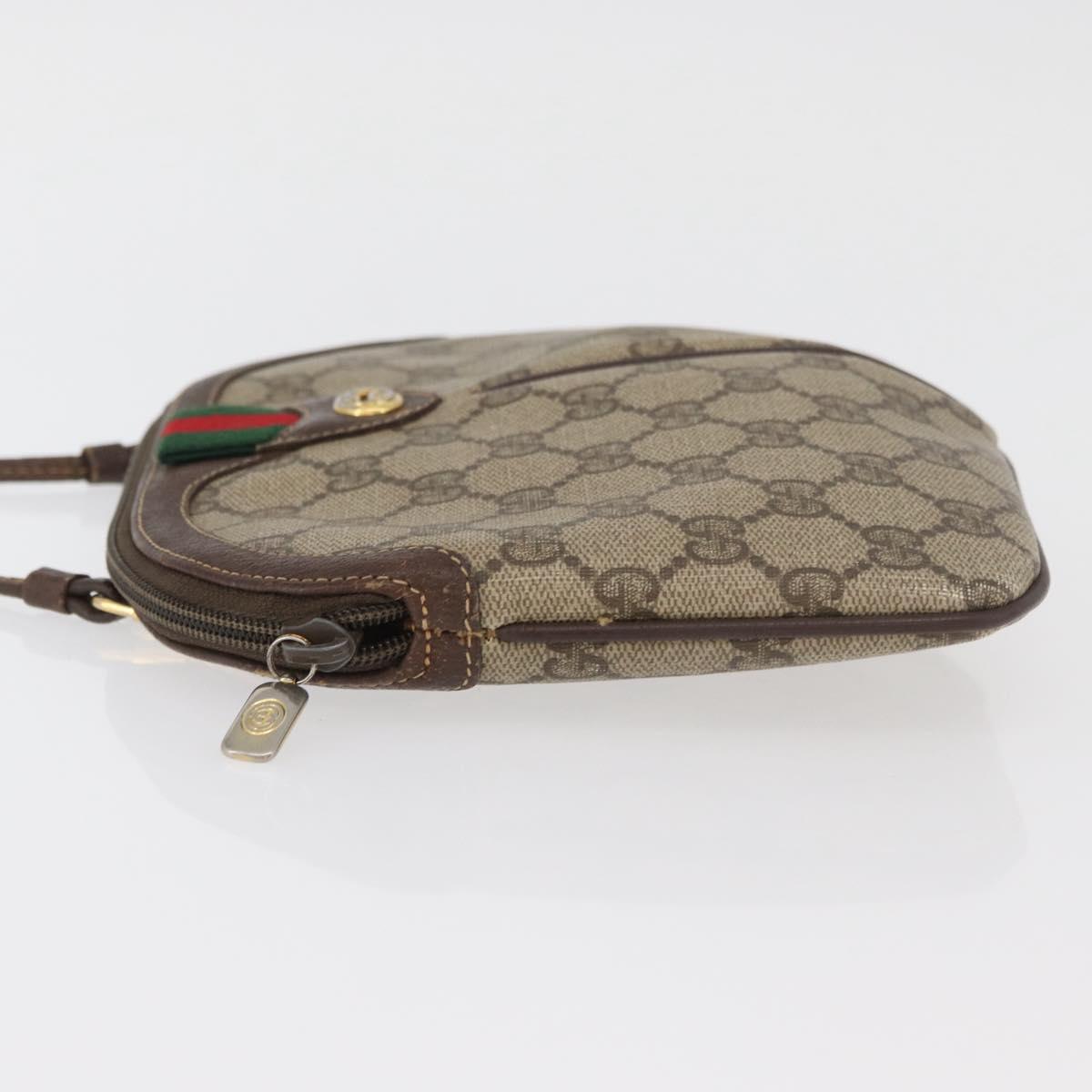 GUCCI GG Supreme Web Sherry Line Shoulder Bag PVC Beige 904 02 047 Auth 176686