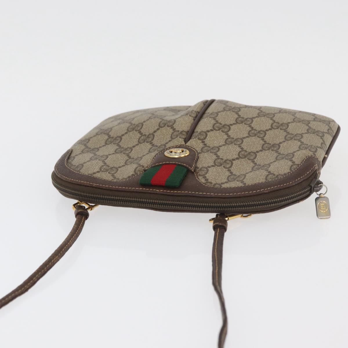 GUCCI GG Supreme Web Sherry Line Shoulder Bag PVC Beige 904 02 047 Auth 176686