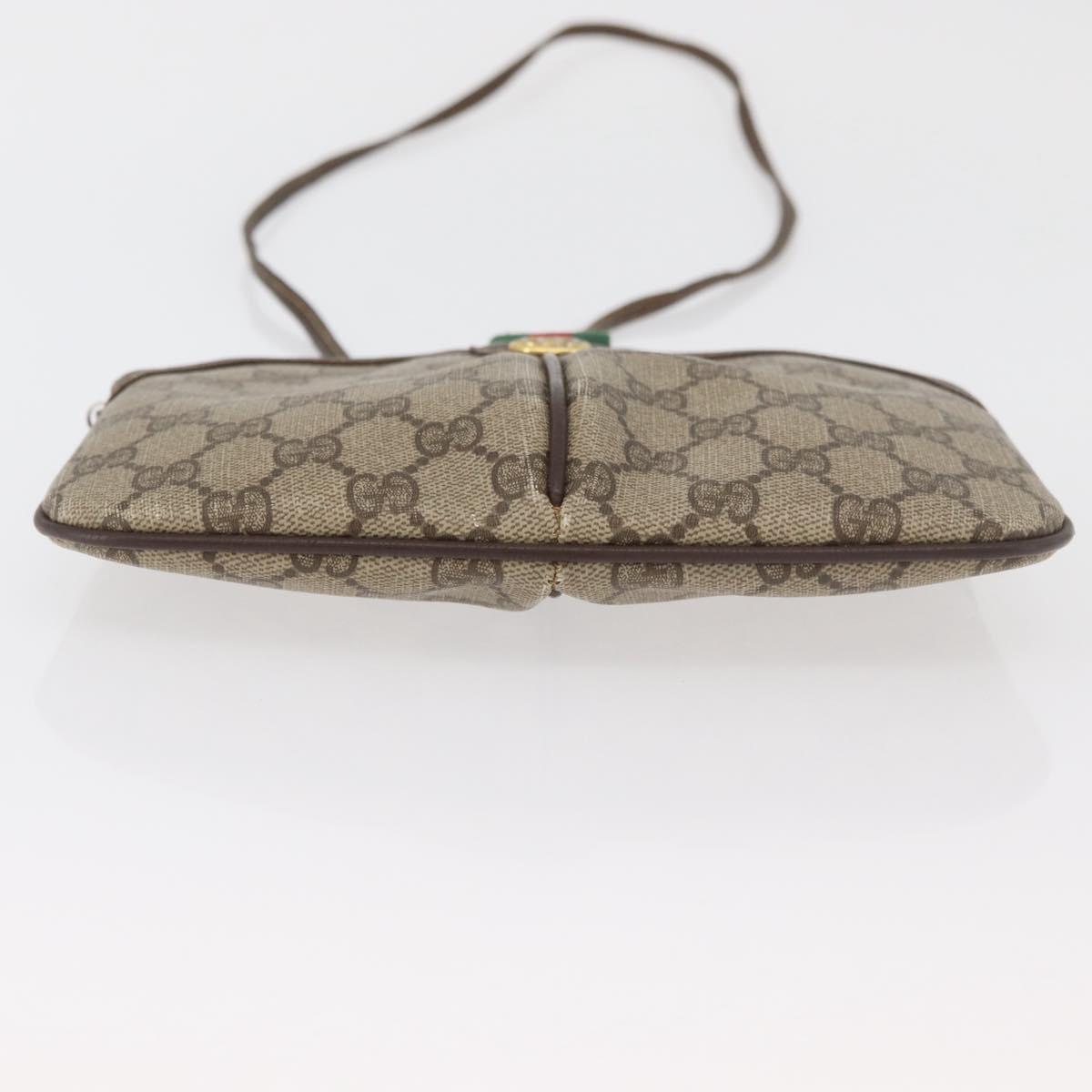 GUCCI GG Supreme Web Sherry Line Shoulder Bag PVC Beige 904 02 047 Auth 176686