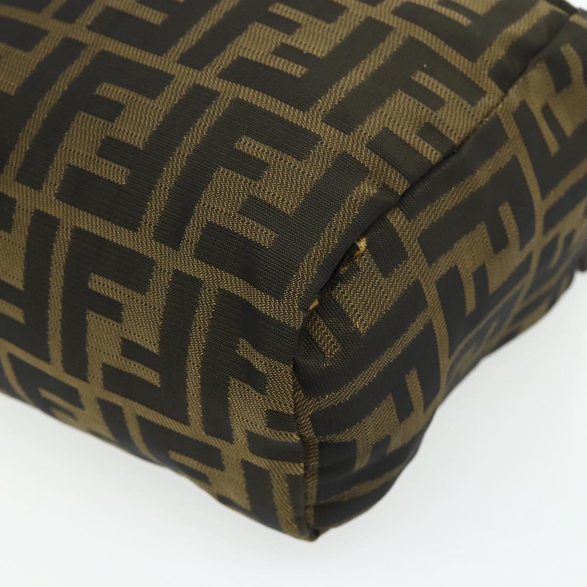 FENDI Zucca Canvas Hand Bag Brown Black Auth 176687