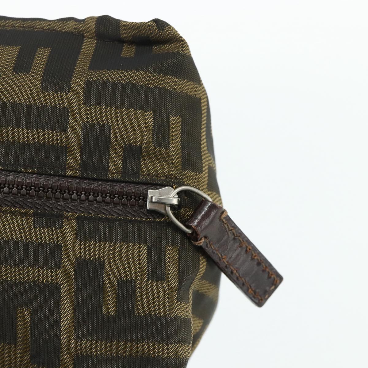 FENDI Zucca Canvas Hand Bag Brown Black Auth 176687