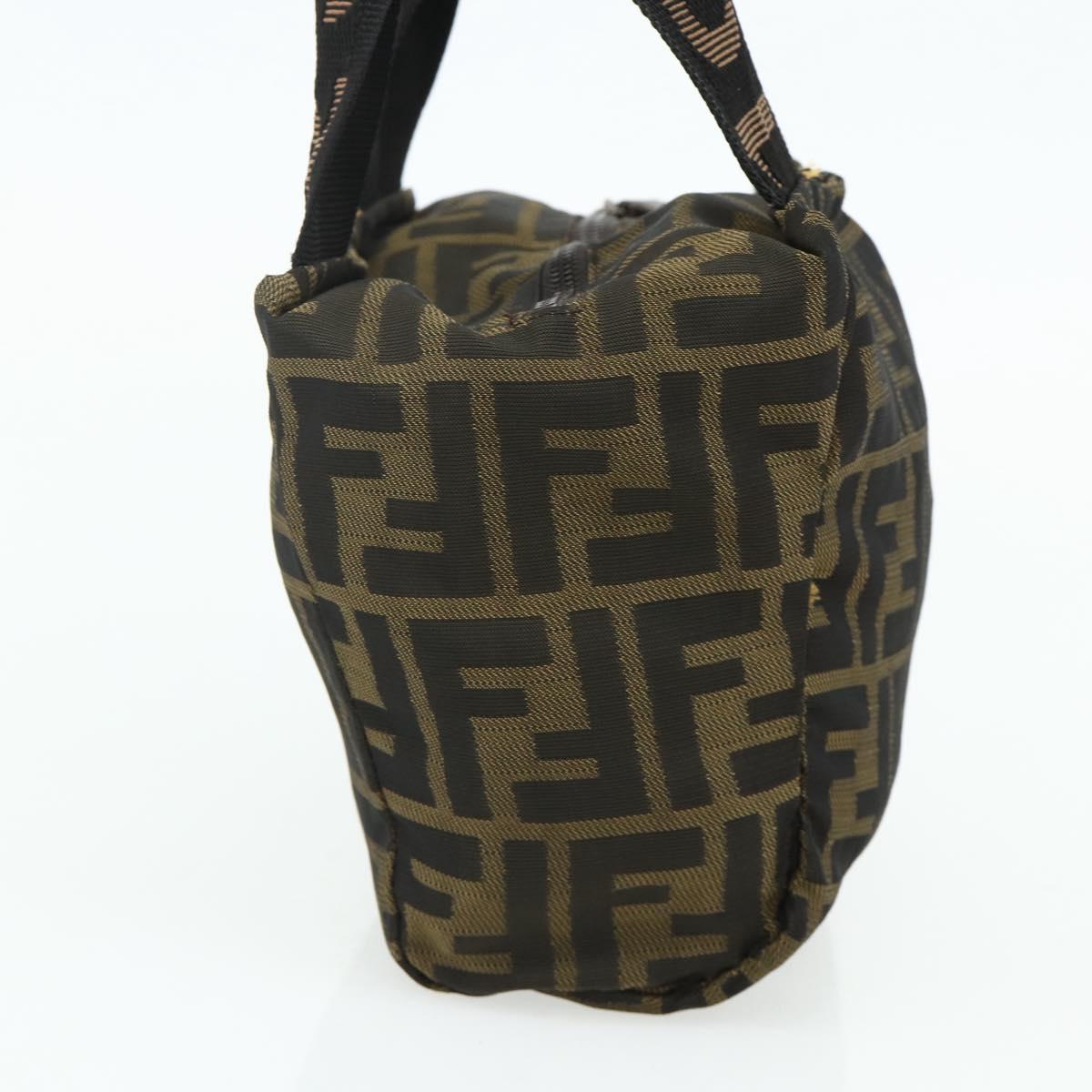 FENDI Zucca Canvas Hand Bag Brown Black Auth 176687