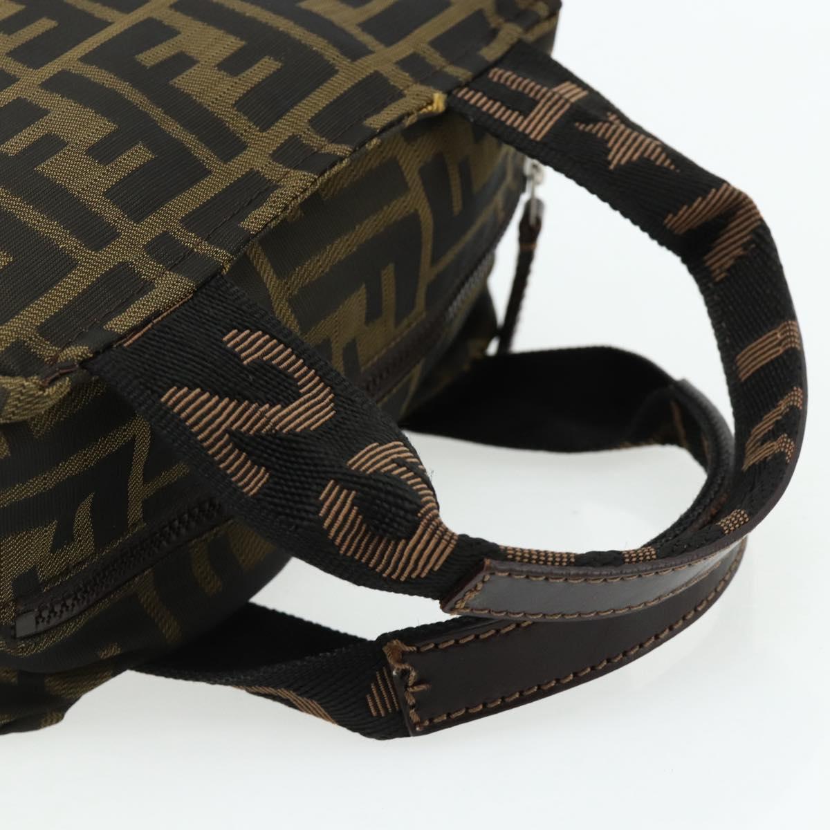 FENDI Zucca Canvas Hand Bag Brown Black Auth 176687