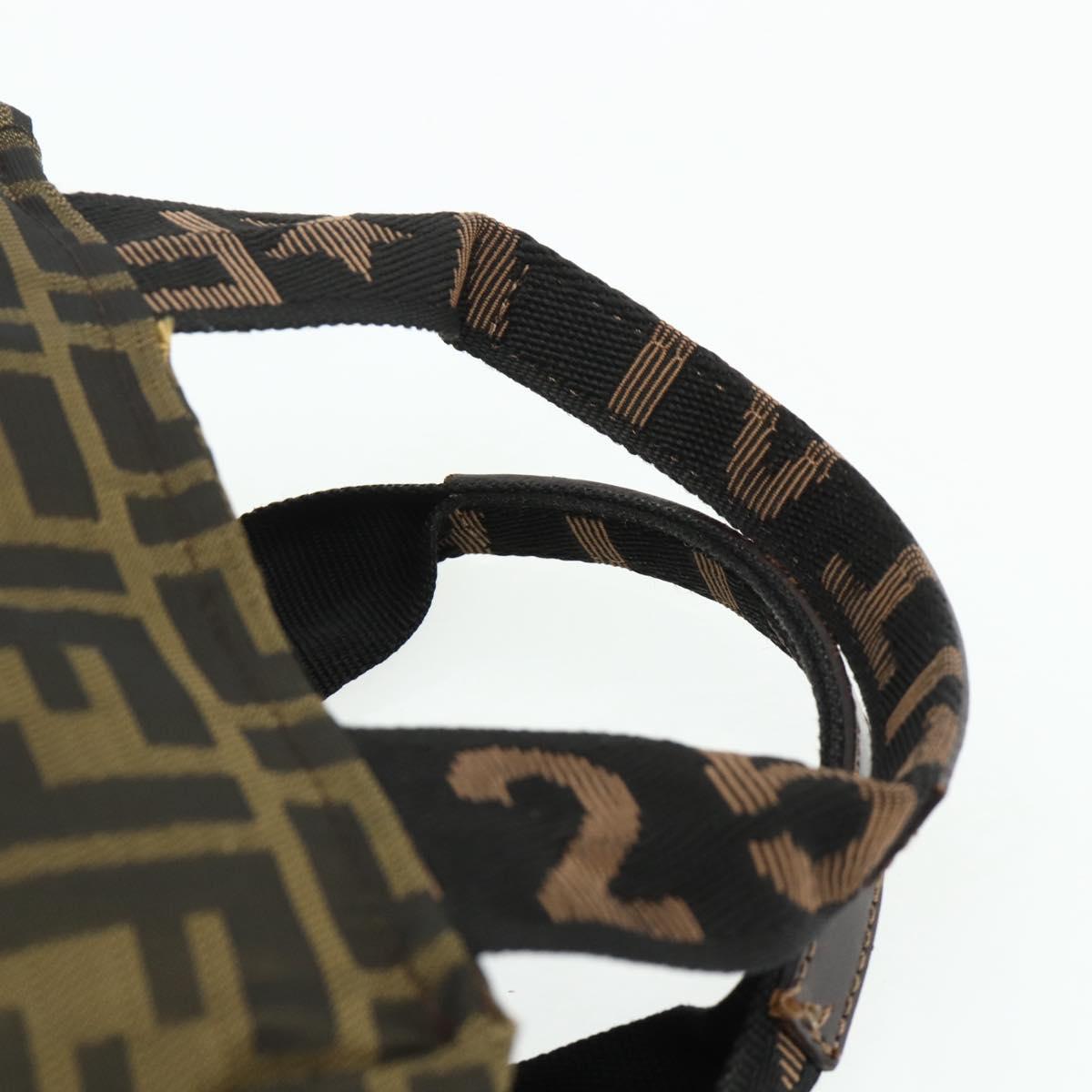 FENDI Zucca Canvas Hand Bag Brown Black Auth 176687