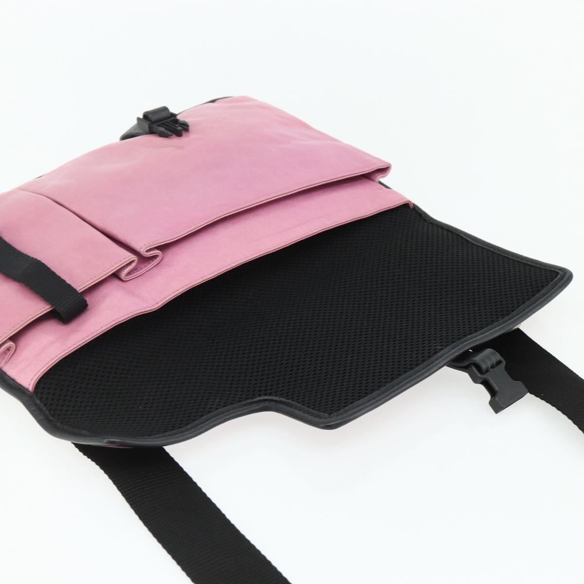 Miu Miu Shoulder Bag Leather Pink Silver Auth 176688A