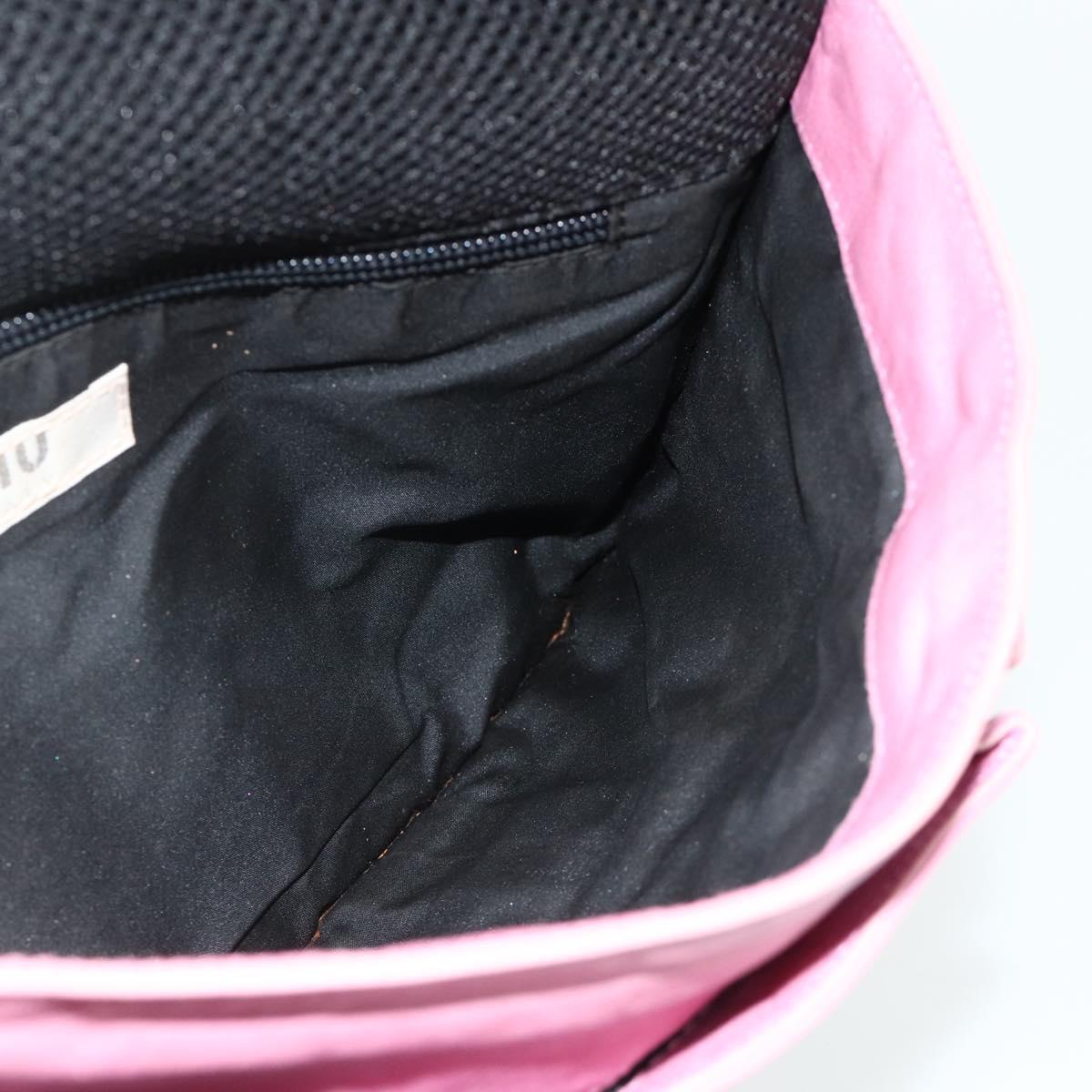 Miu Miu Shoulder Bag Leather Pink Silver Auth 176688A