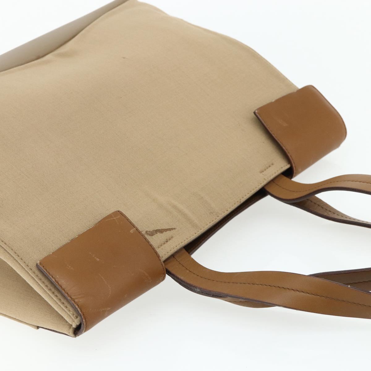 PRADA Shoulder Bag Nylon Beige Silver Auth 176689