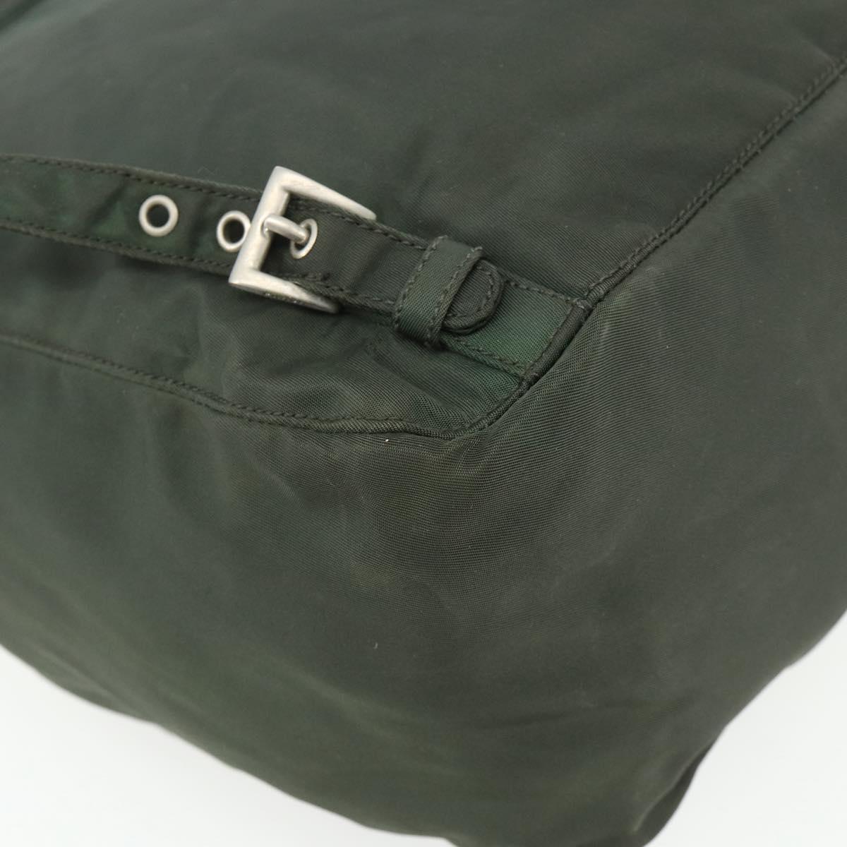 PRADA Backpack Nylon Silver Khaki Auth 176690