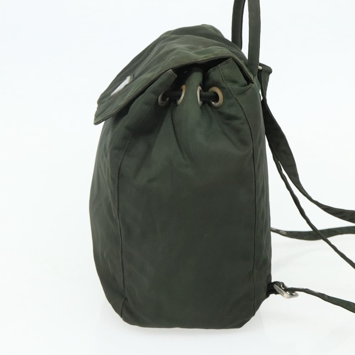 PRADA Backpack Nylon Silver Khaki Auth 176690