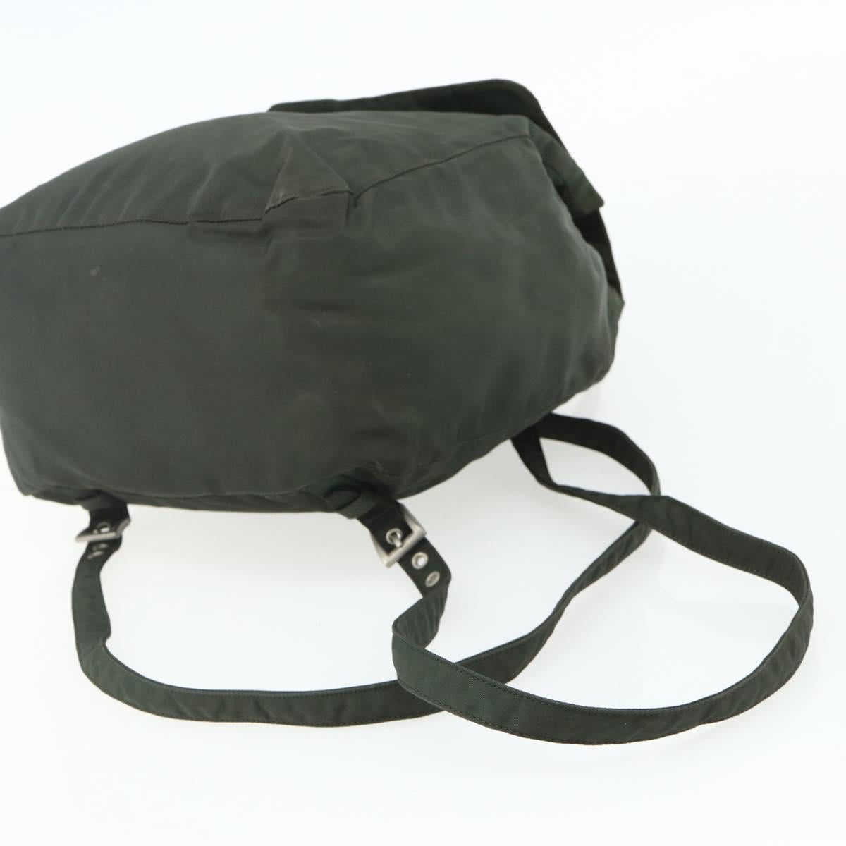 PRADA Backpack Nylon Silver Khaki Auth 176690