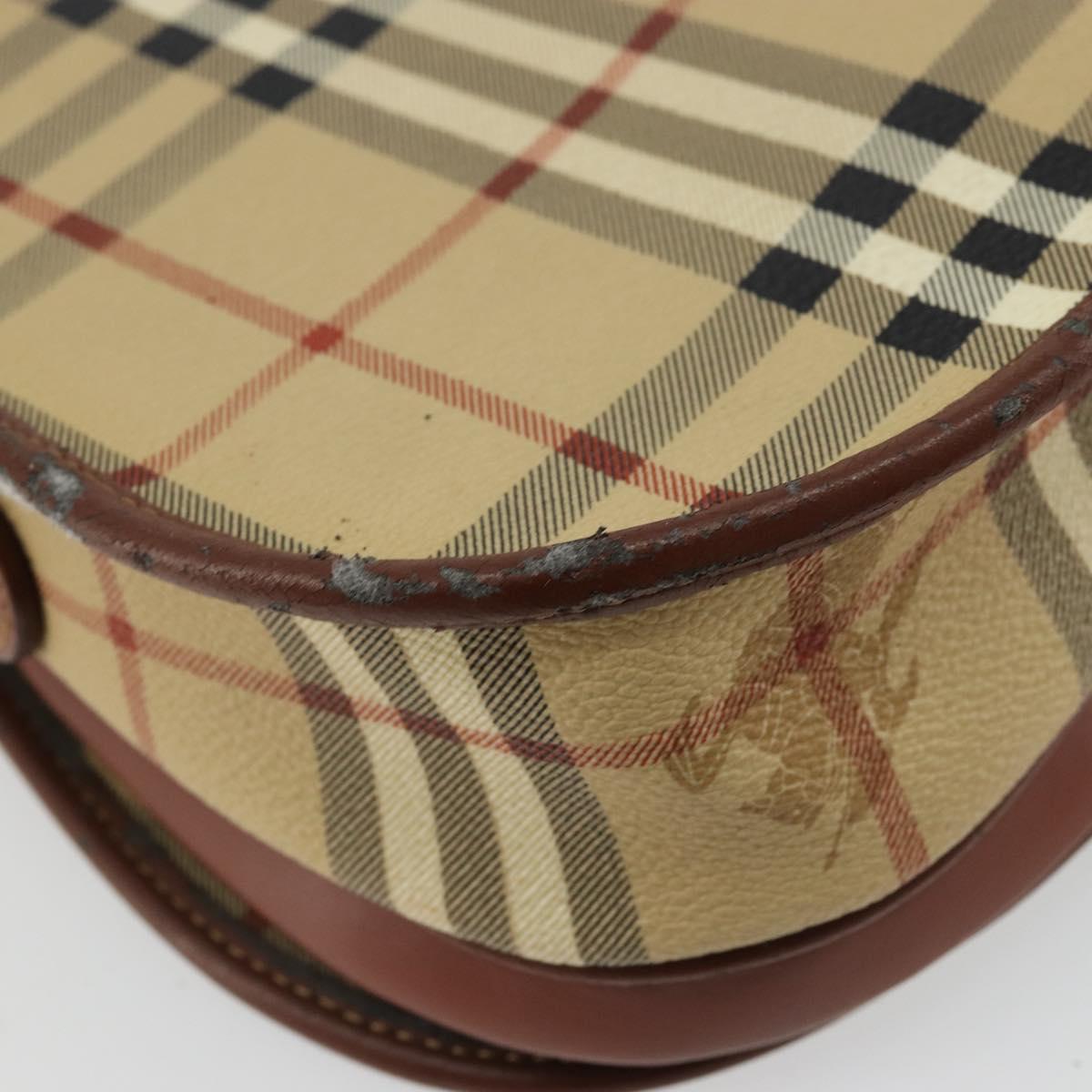 Burberrys Nova Check Shoulder Bag PVC Leather Beige Gold Auth 176693