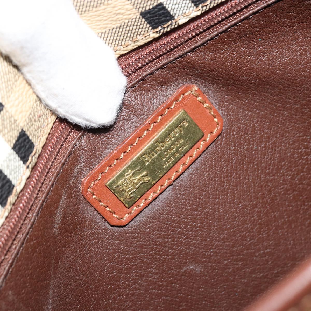 Burberrys Nova Check Shoulder Bag PVC Leather Beige Gold Auth 176693