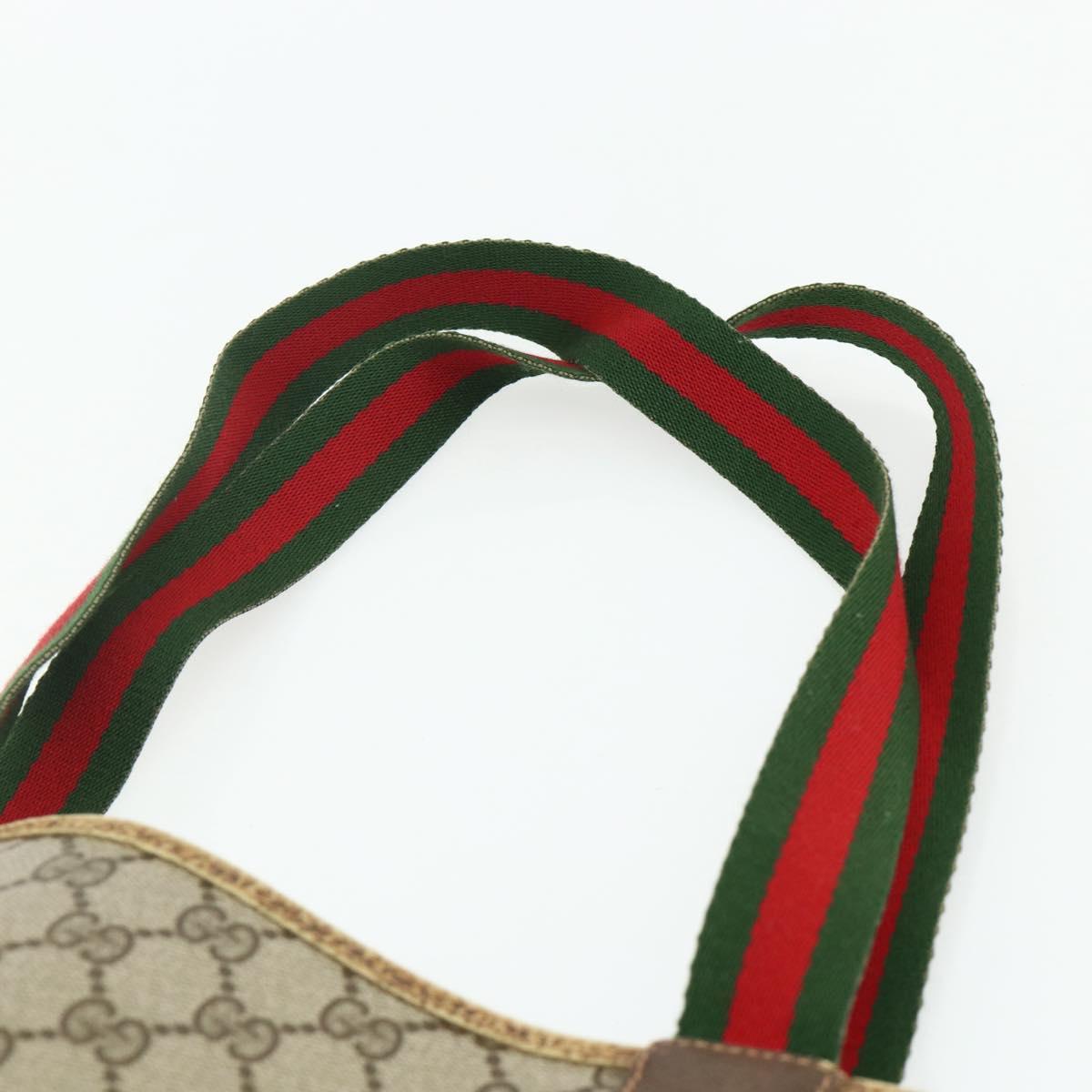 GUCCI GG Supreme Web Sherry Line Tote Bag PVC Beige Red 39 02 003 Auth 176694