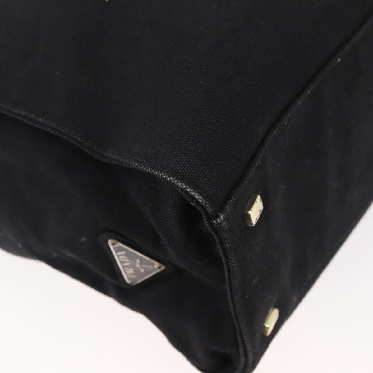 PRADA Tote Bag Canvas Black Gold Auth 176696