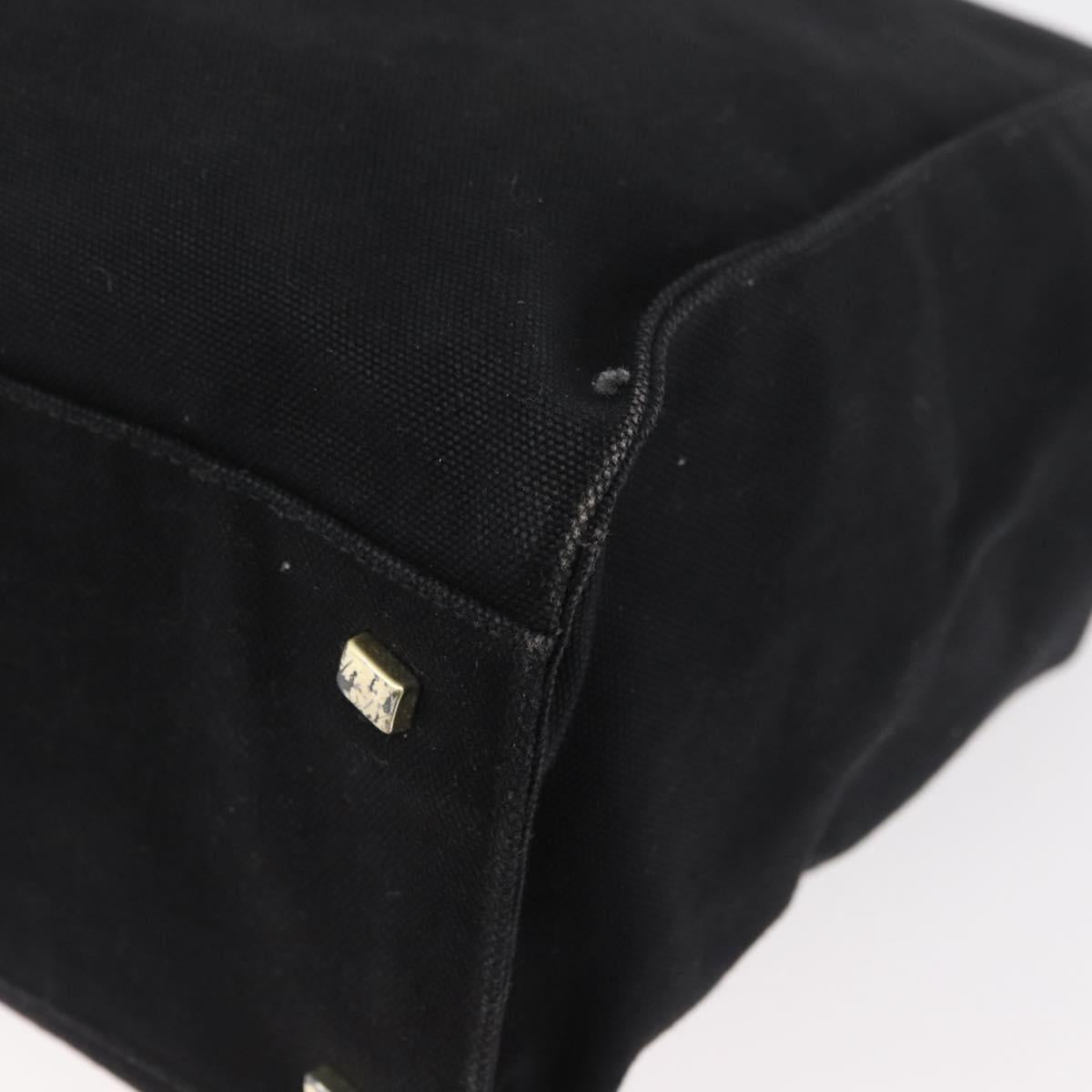 PRADA Tote Bag Canvas Black Gold Auth 176696